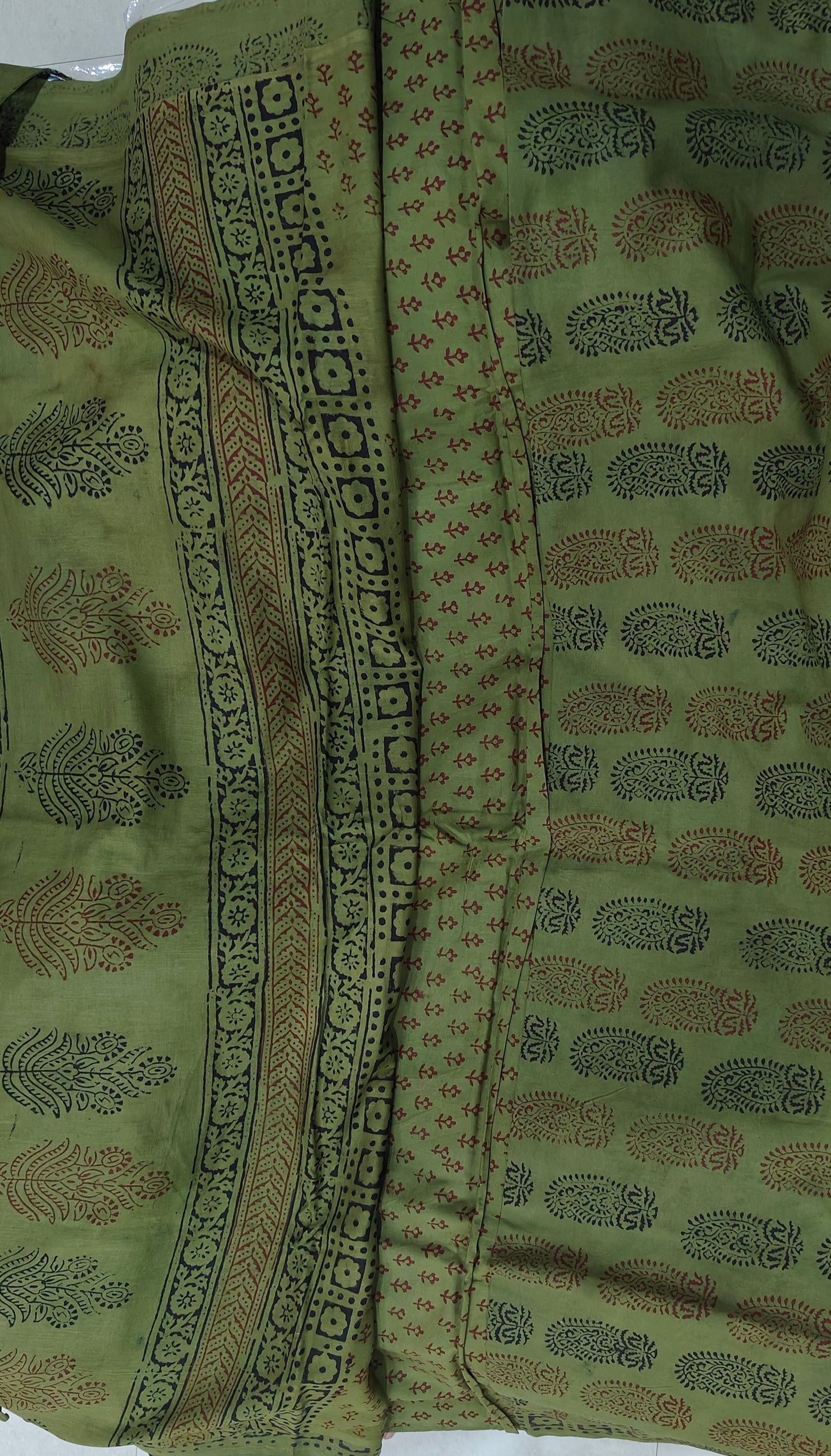 Pure Cotton Complete Salwar Suite material with Dupatta (Green)