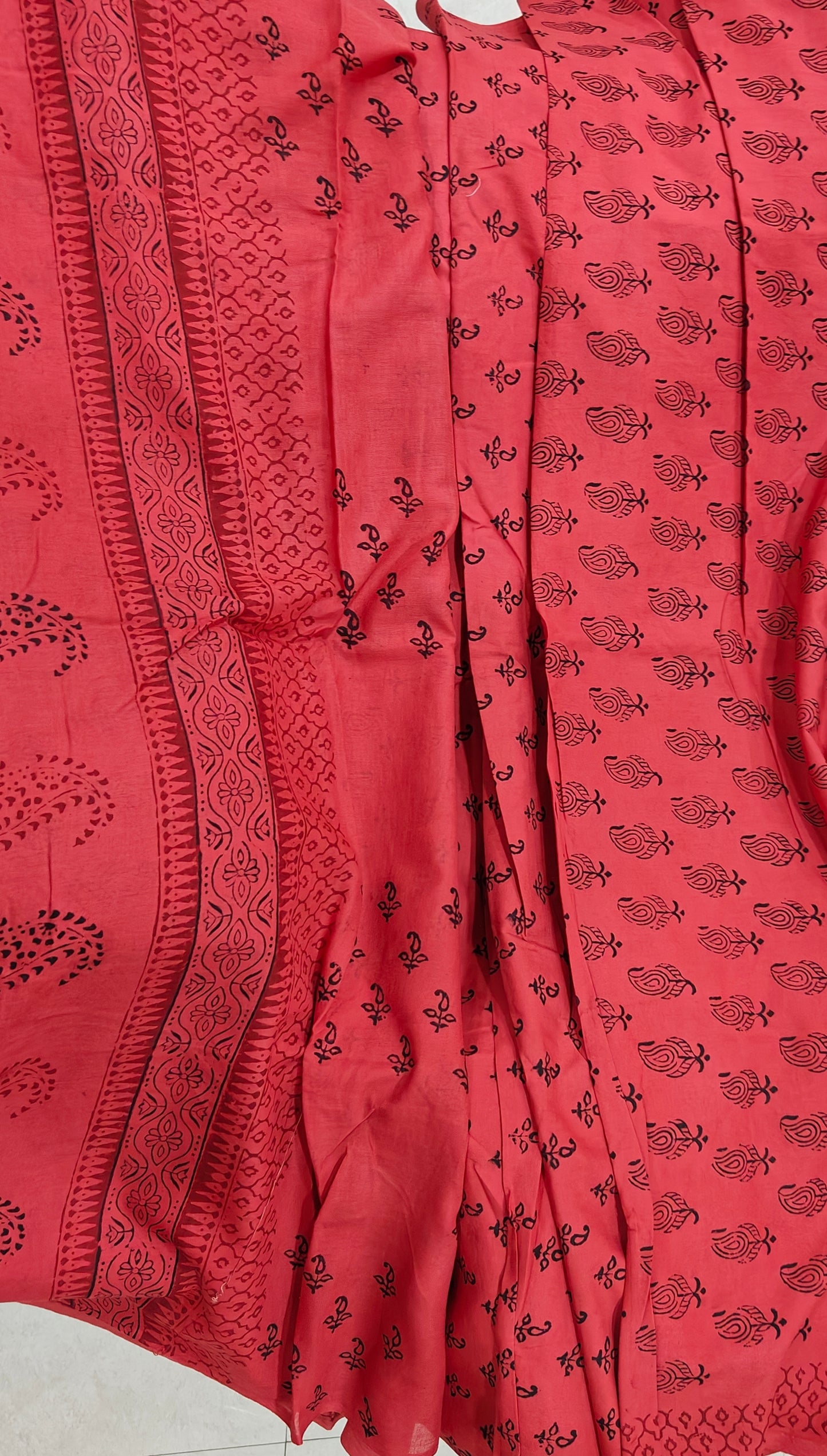 Pure Cotton Complete Salwar Suite material with Dupatta (Red)