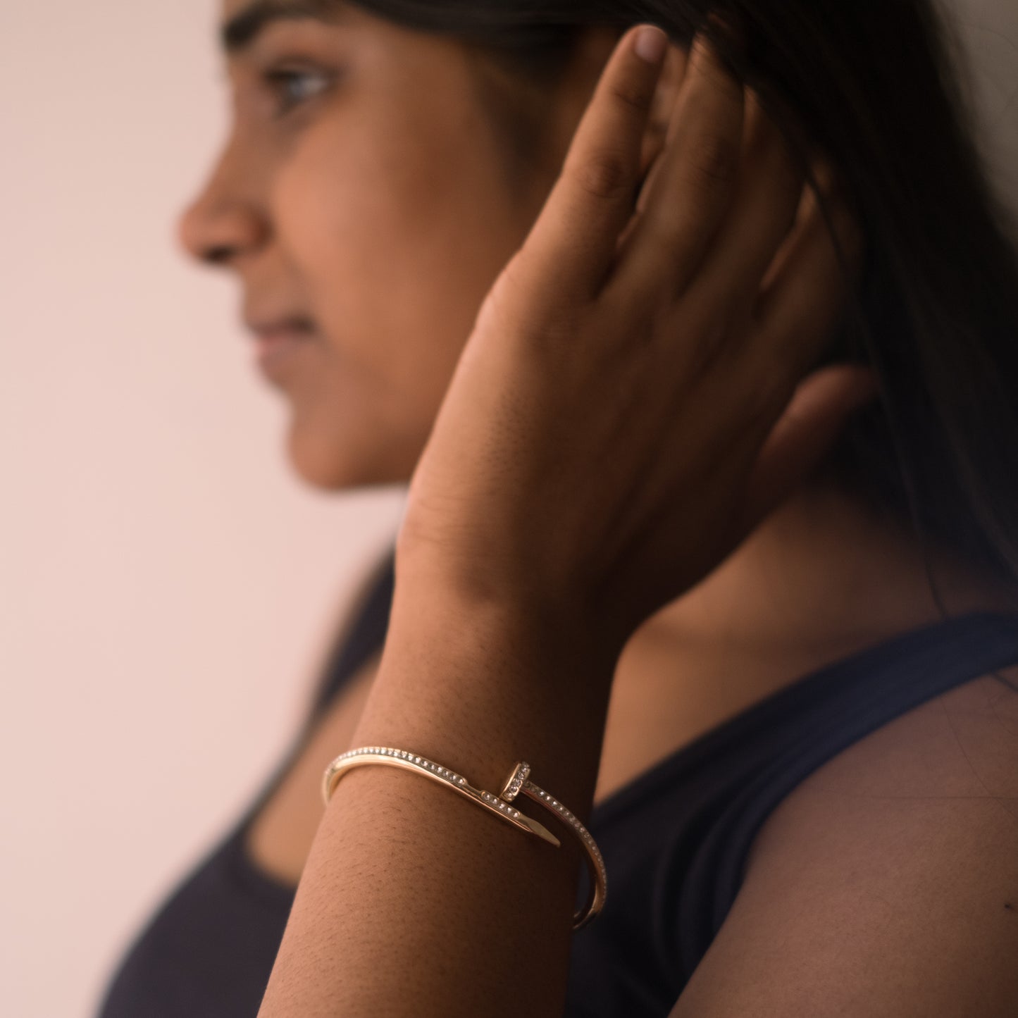 Gold Plated Nail Bracelet