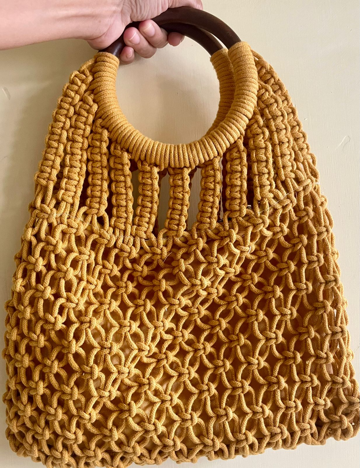 Ring Handmade Yellow Macrame Bag