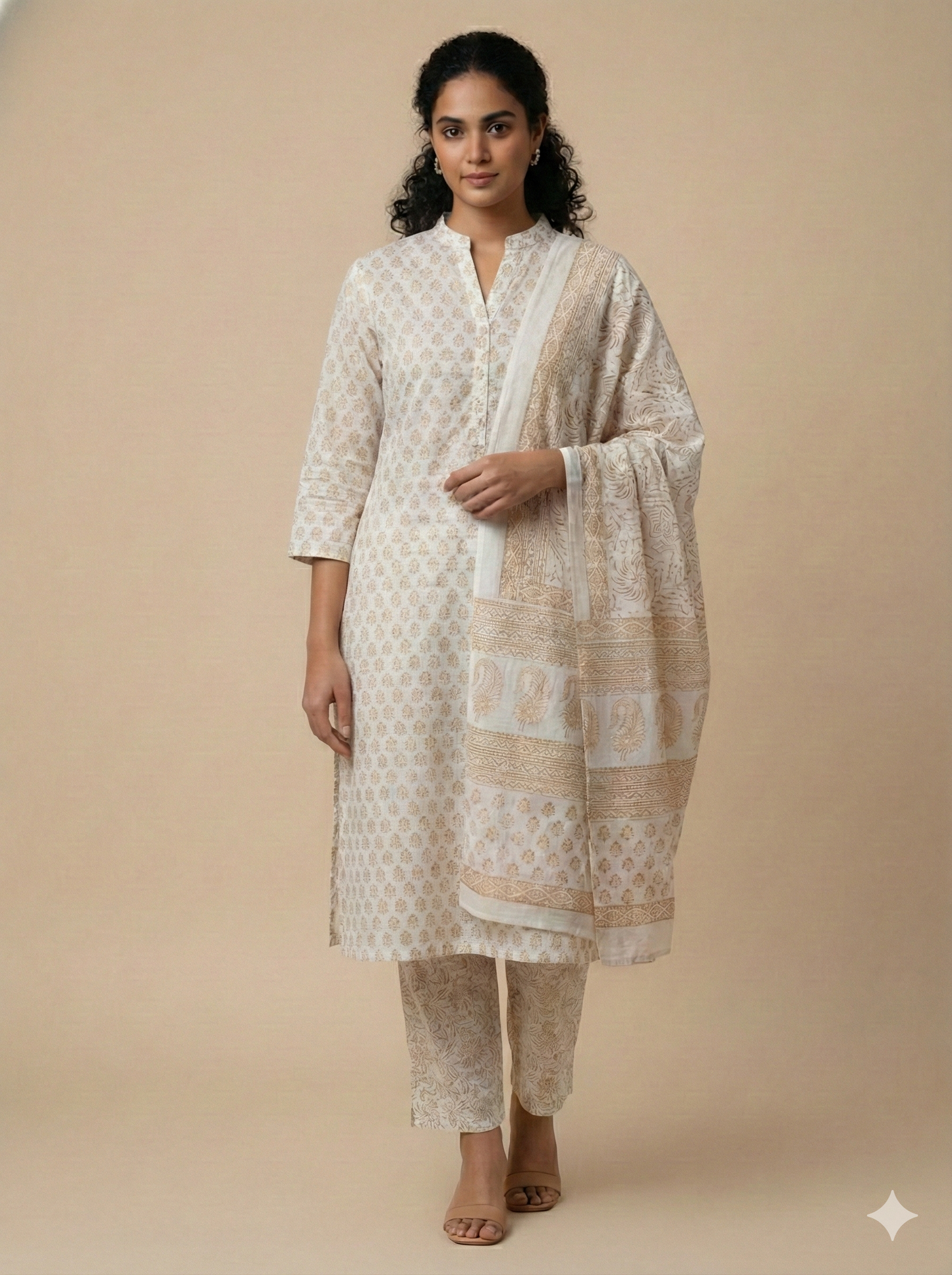 Off White Bagh Block suit material( Pure Cotton) summer wear