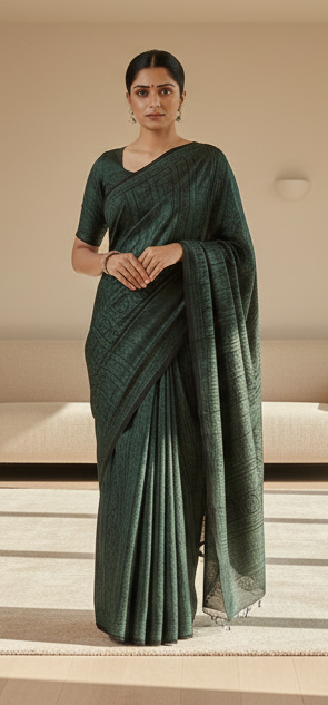 Modal Silk Saree(Bottle Green)(Moongiya)