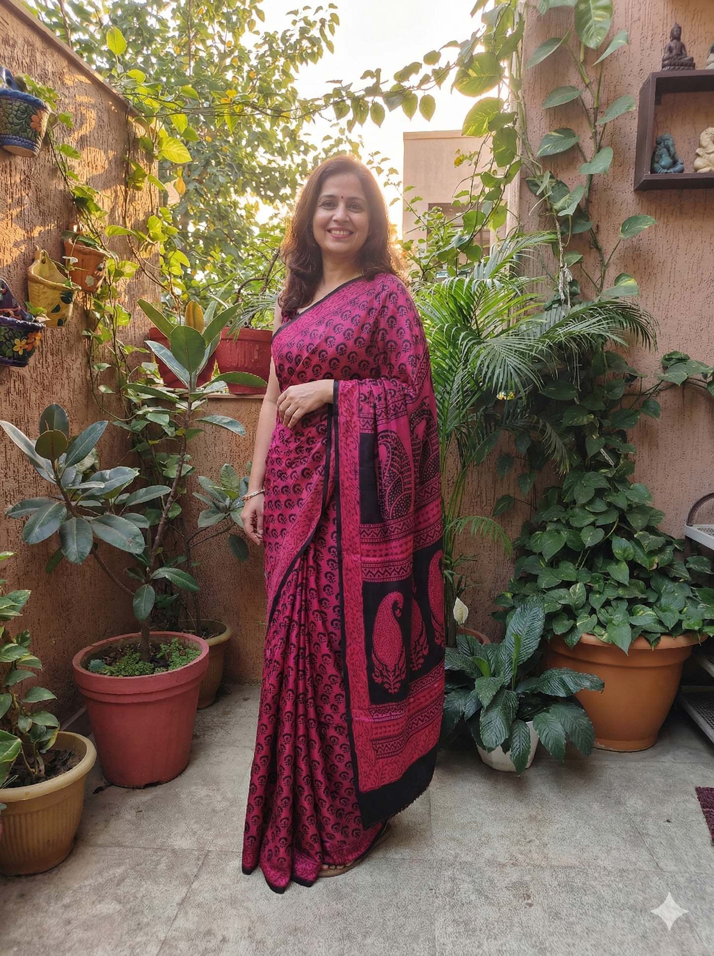 Modal Silk Saree(Bottle Green)(Fuchsia/ Pink)