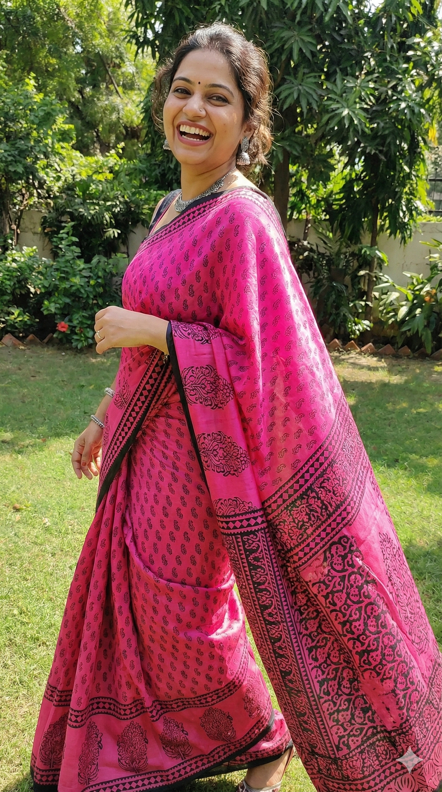 Modal Silk Saree(Bottle Green)(Fuchsia/ Pink)