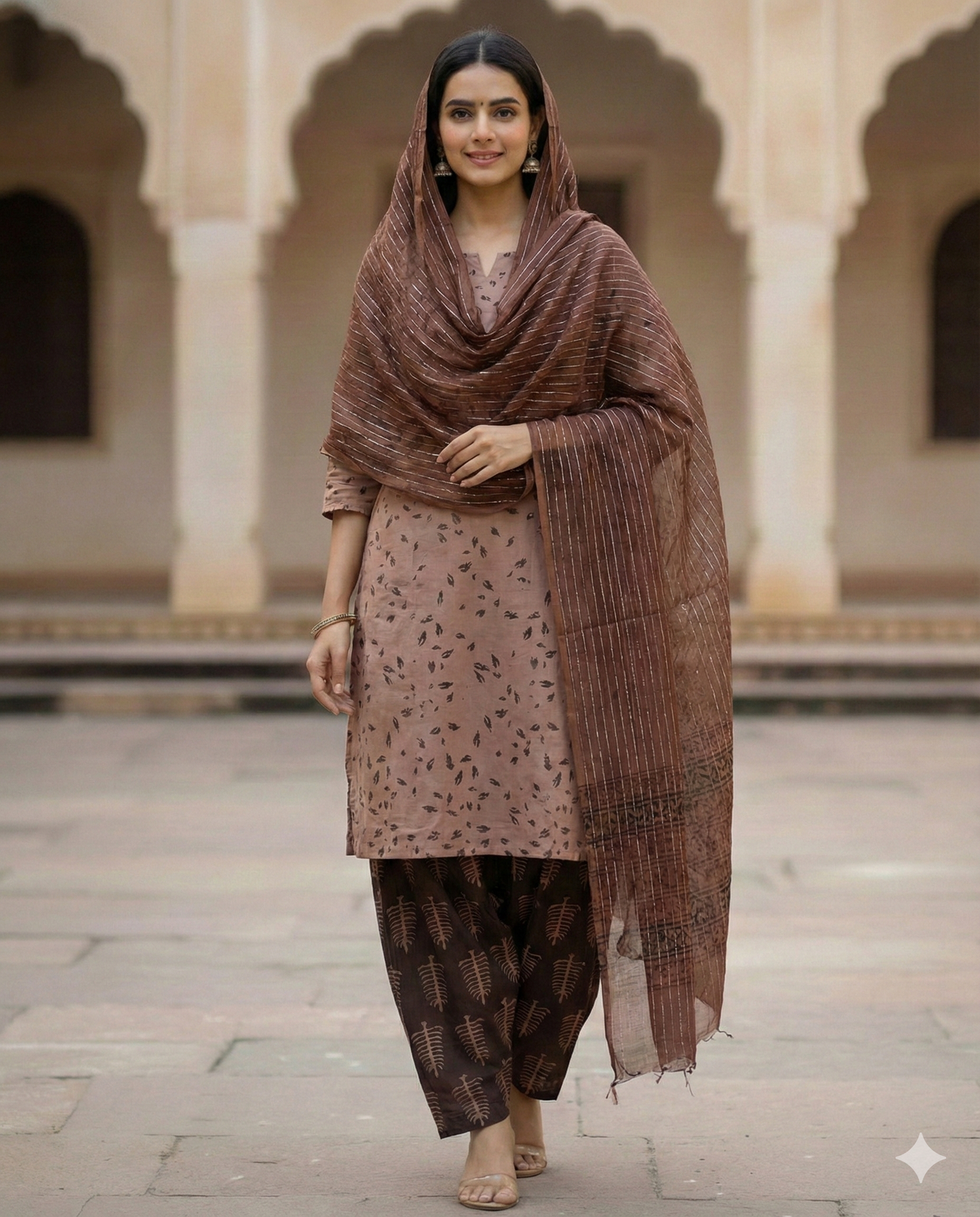 Bag Print suit material with Chiffon Duppatta