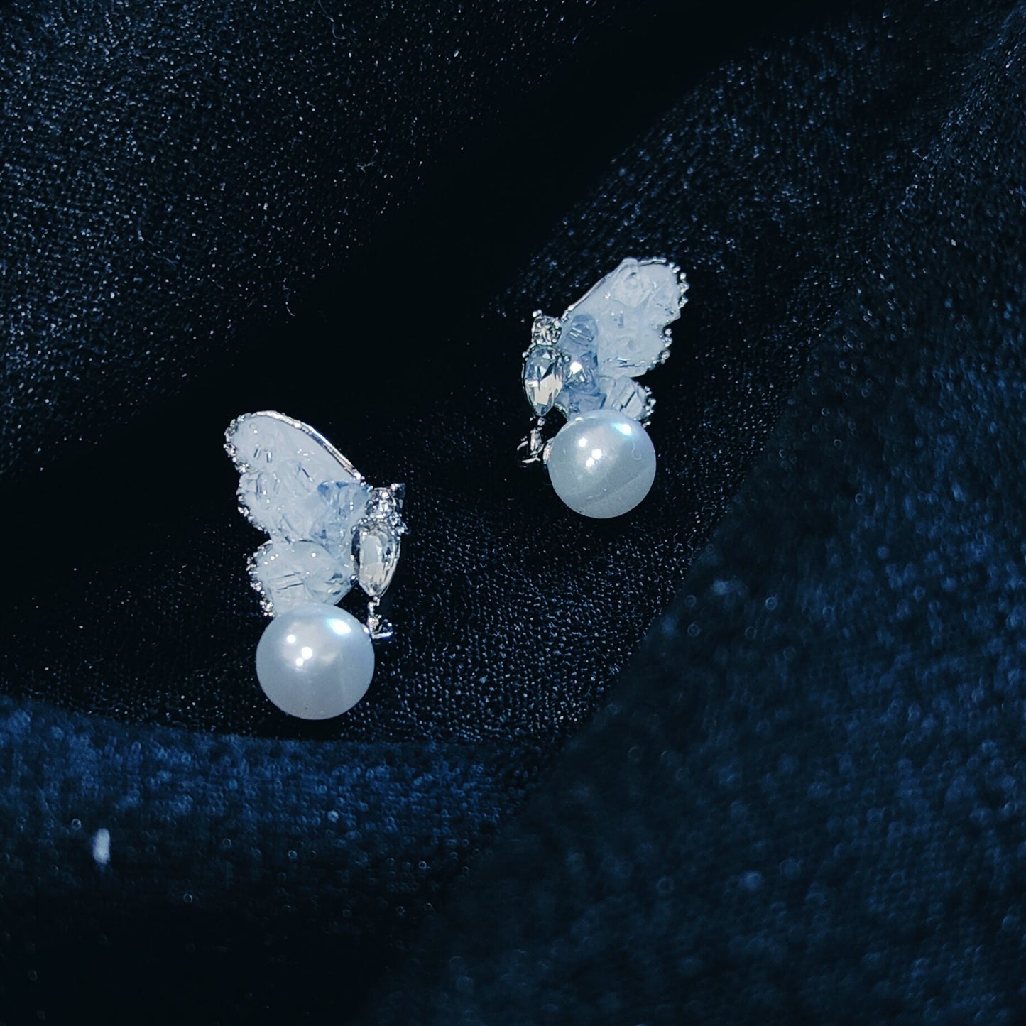 Grey-Blue Butterfly Studs