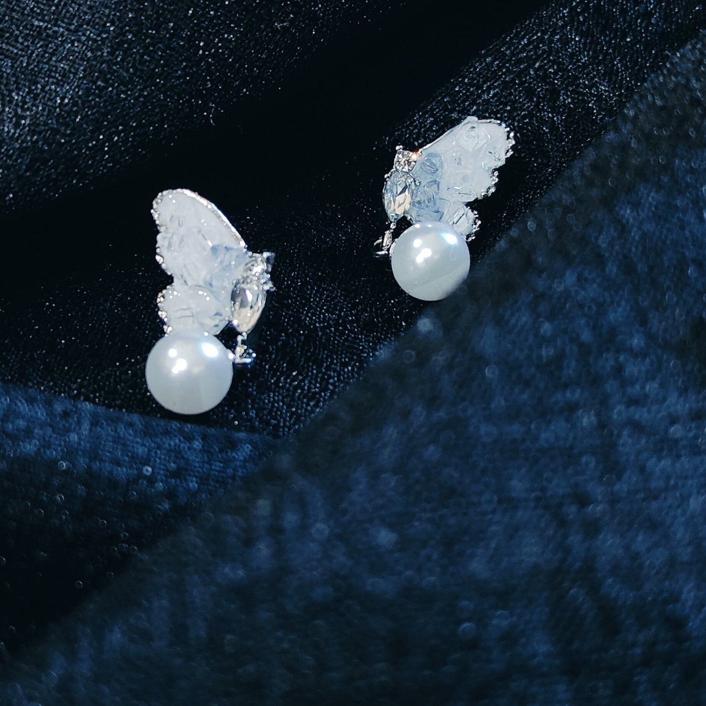 Grey-Blue Butterfly Studs