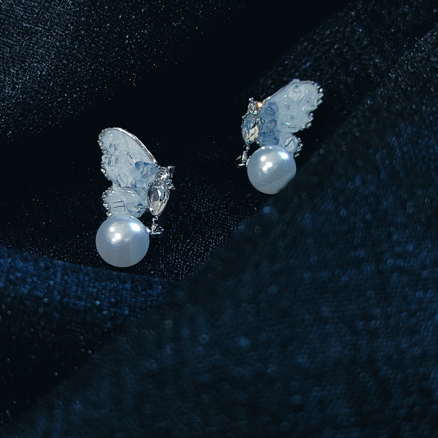 Grey-Blue Butterfly Studs