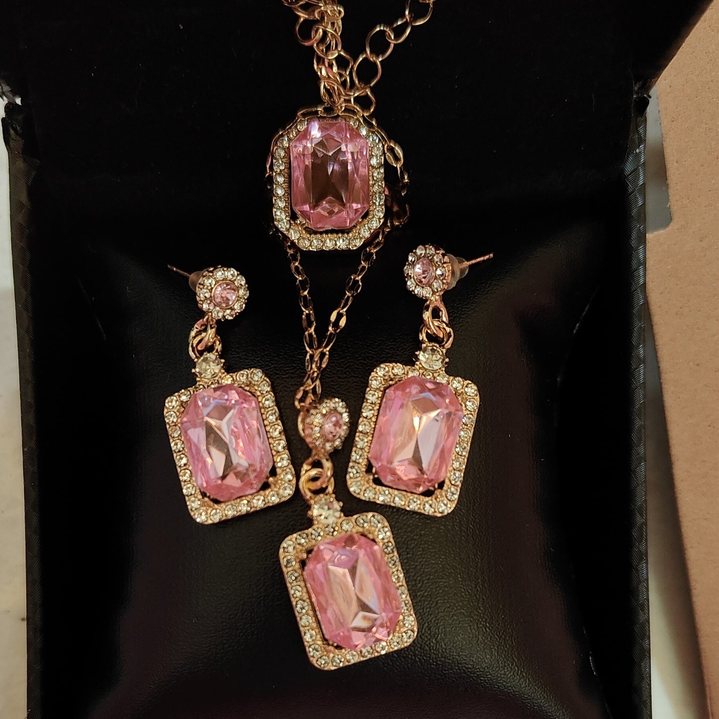 Pink Crystal Pendant Set