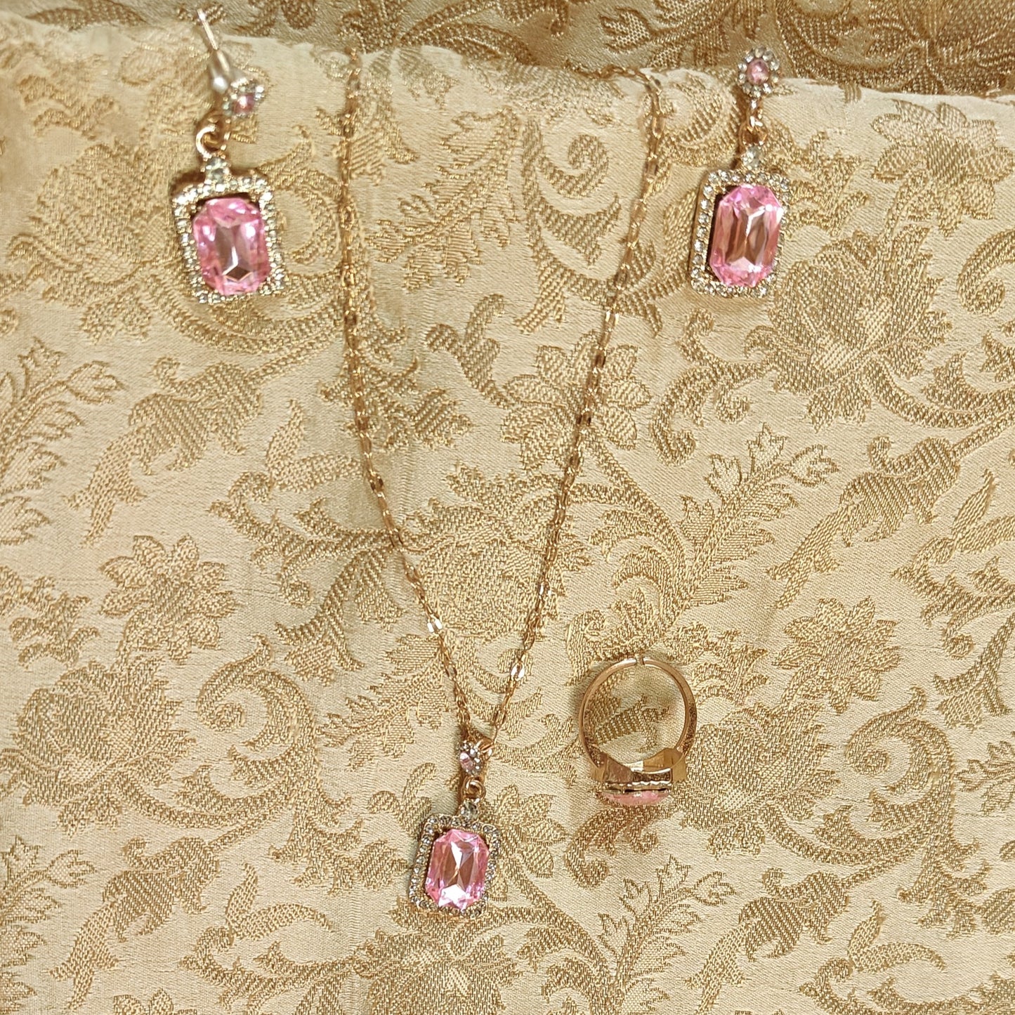 Pink Crystal Pendant Set
