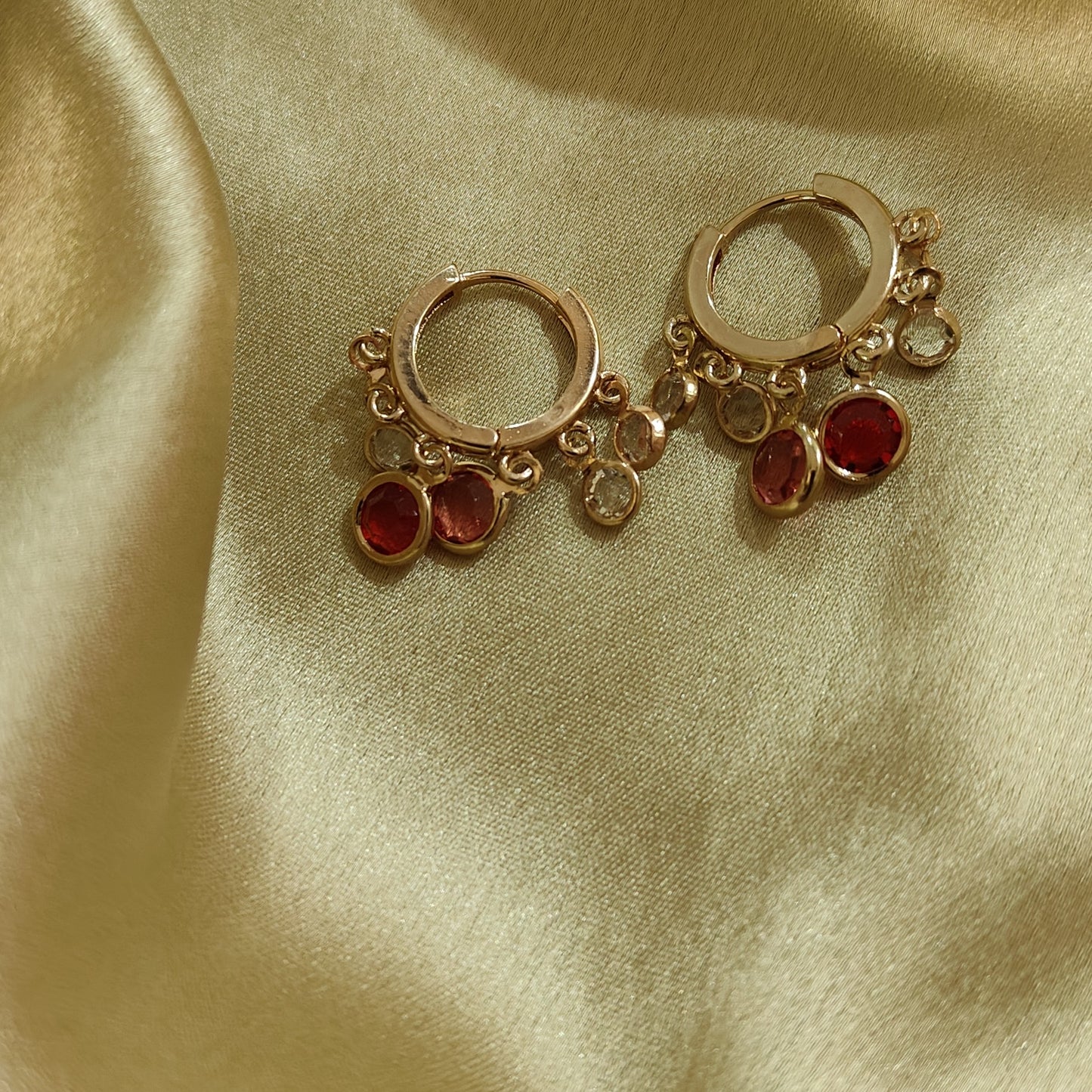 Gloden Studs With Multicolour Crystal Korean Earrings