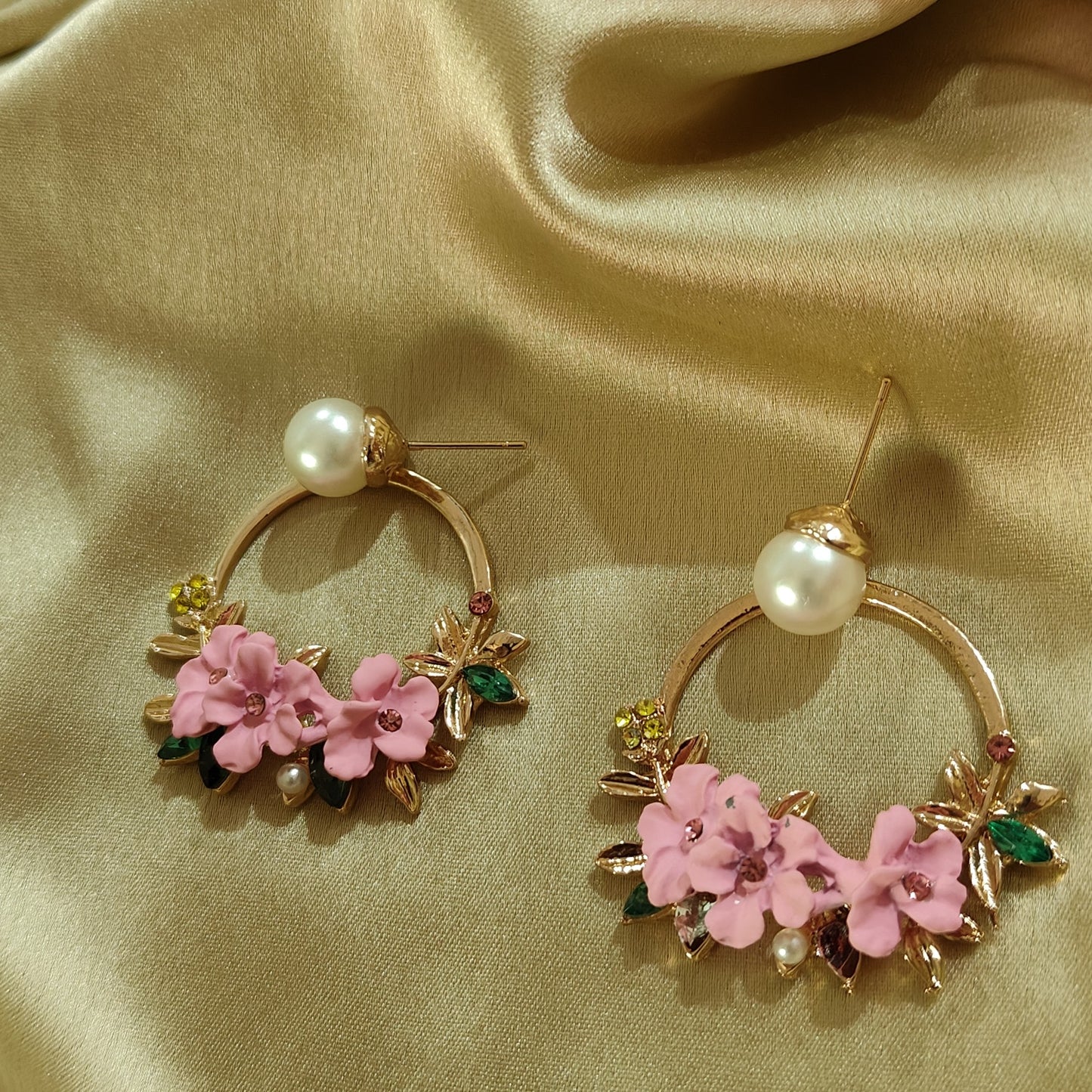 Pink Flower Earrings