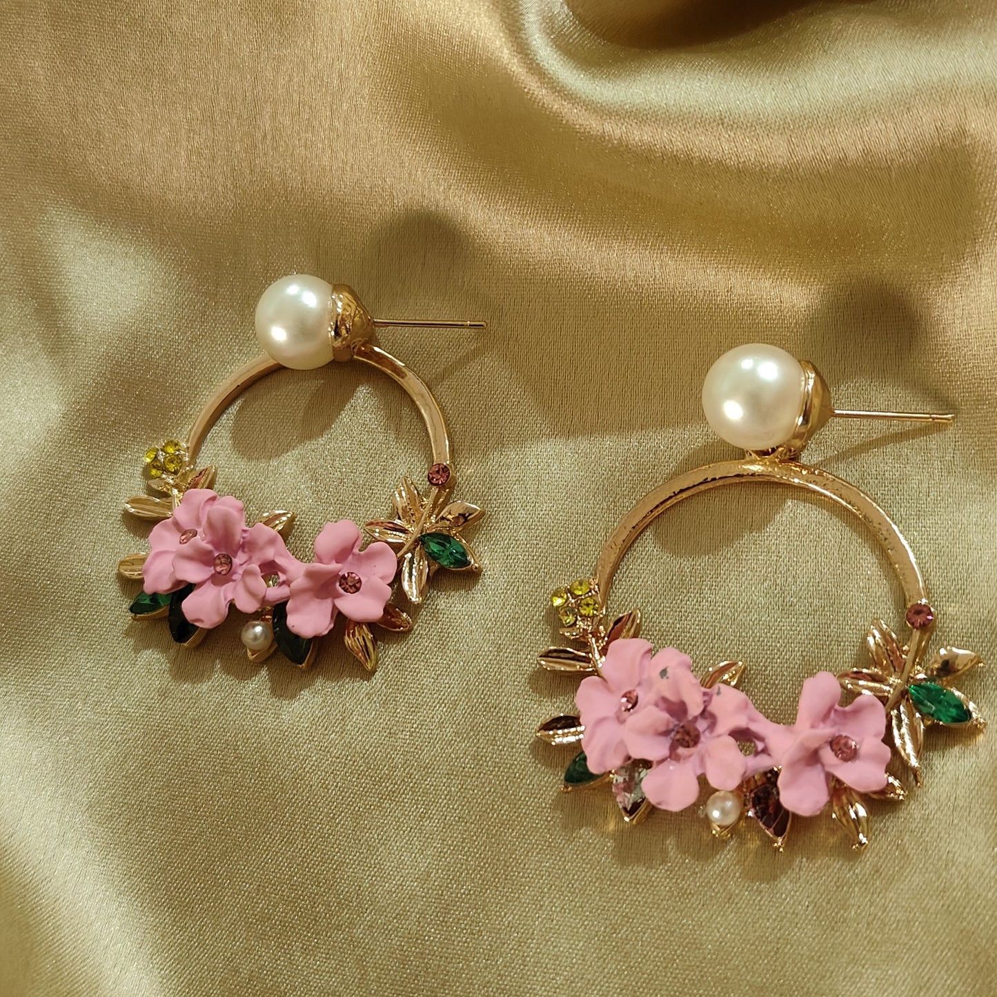 Pink Flower Earrings
