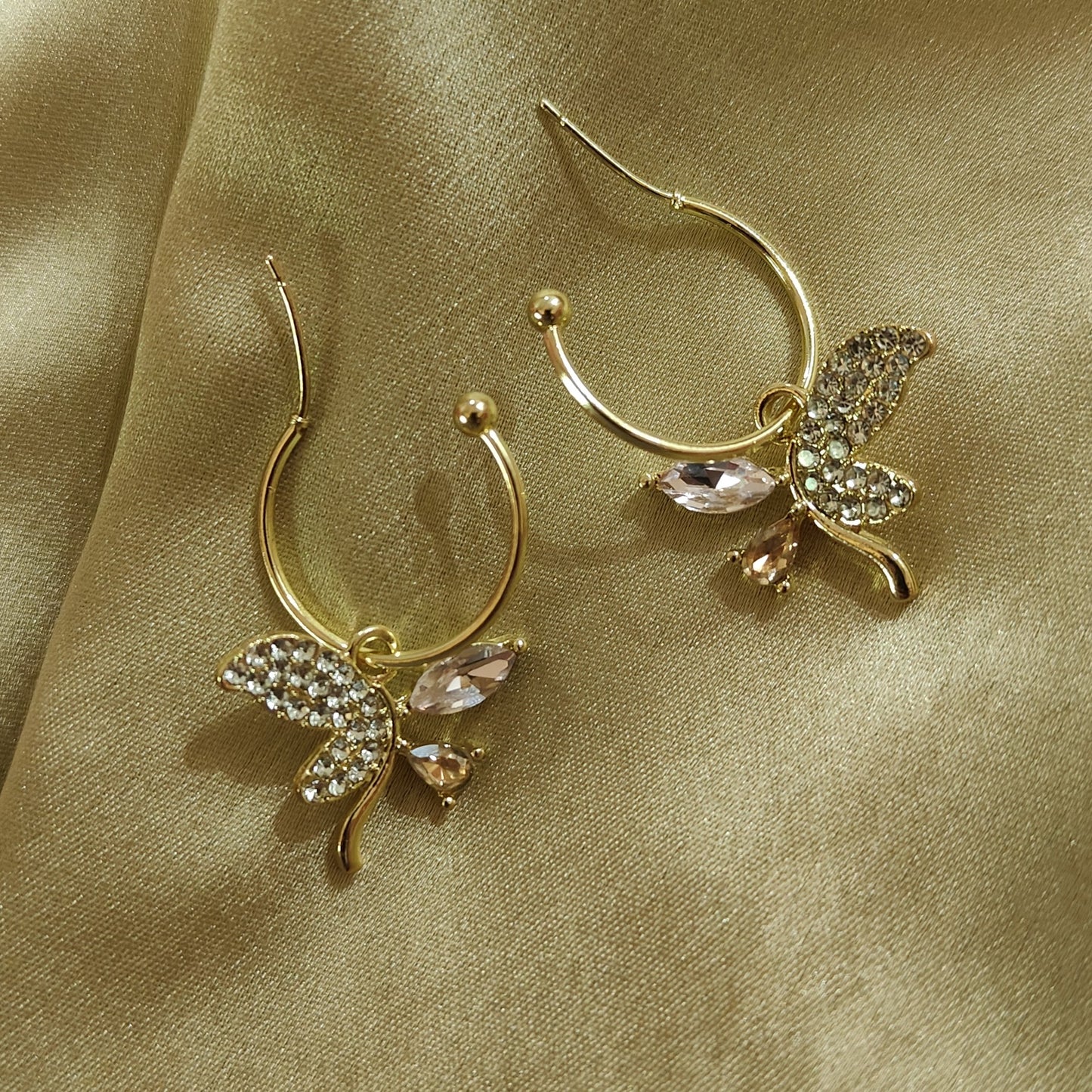 Purple Crystal Butterfly Earrings