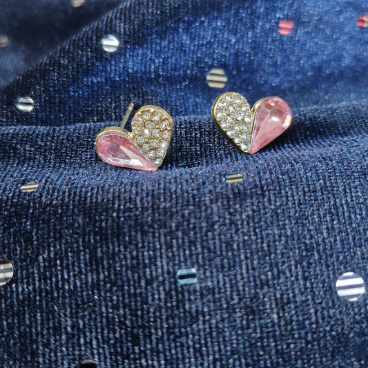 Pink Gold Heart Studs