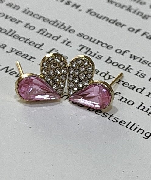 Pink Gold Heart Studs