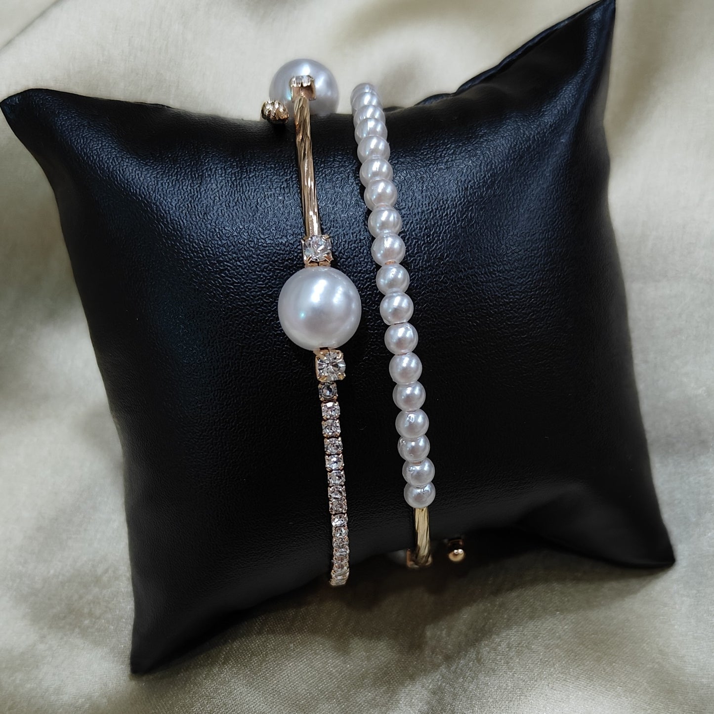 Gold Pearl Three in one Bracelet