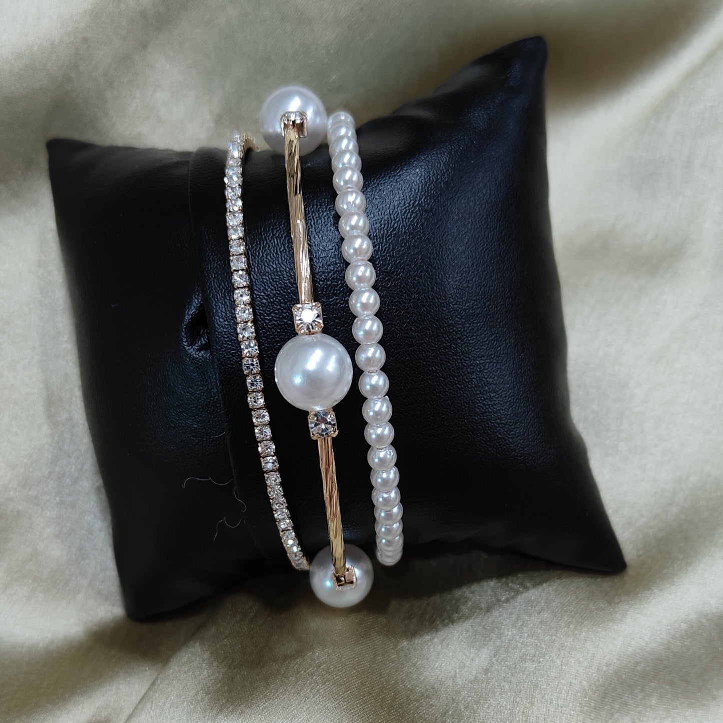 Gold Pearl Three in one Bracelet