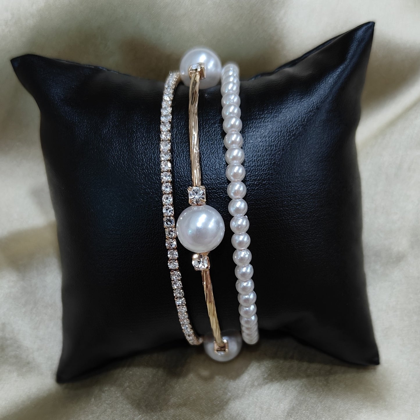 Gold Pearl Three in one Bracelet