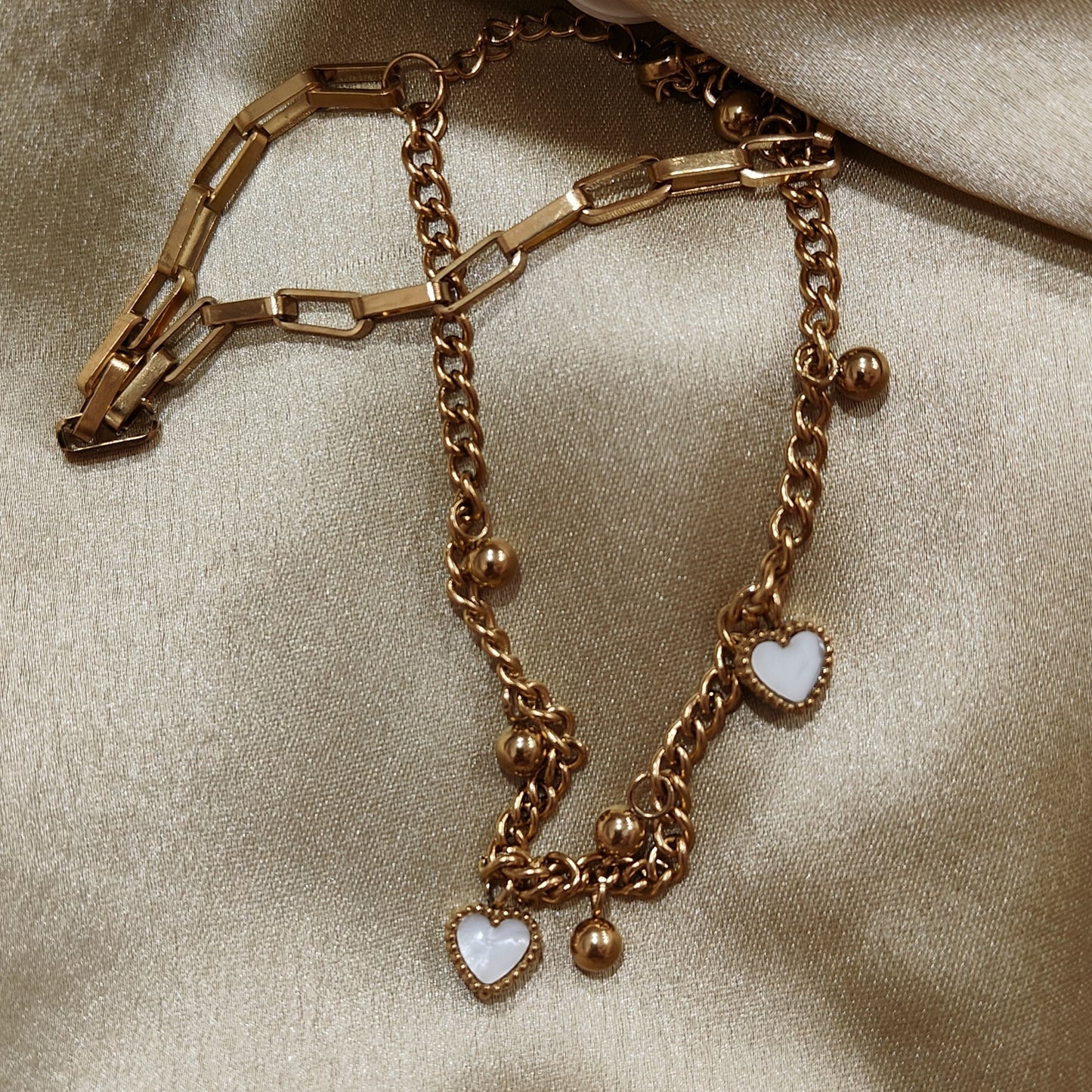 Layered Heart Chain Bracelet