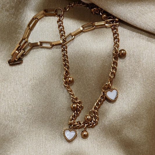 Layered Heart Chain Bracelet