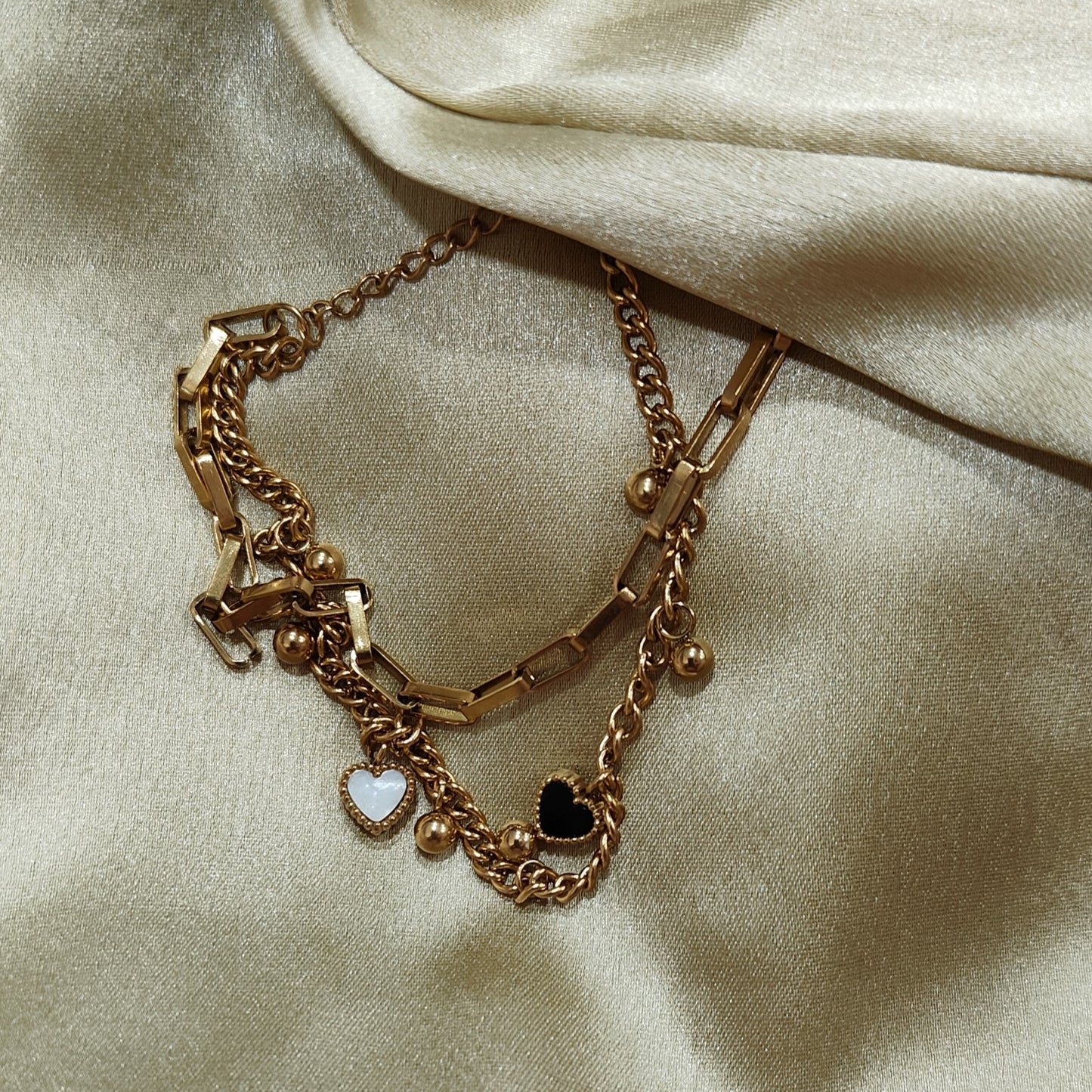 Layered Heart Chain Bracelet