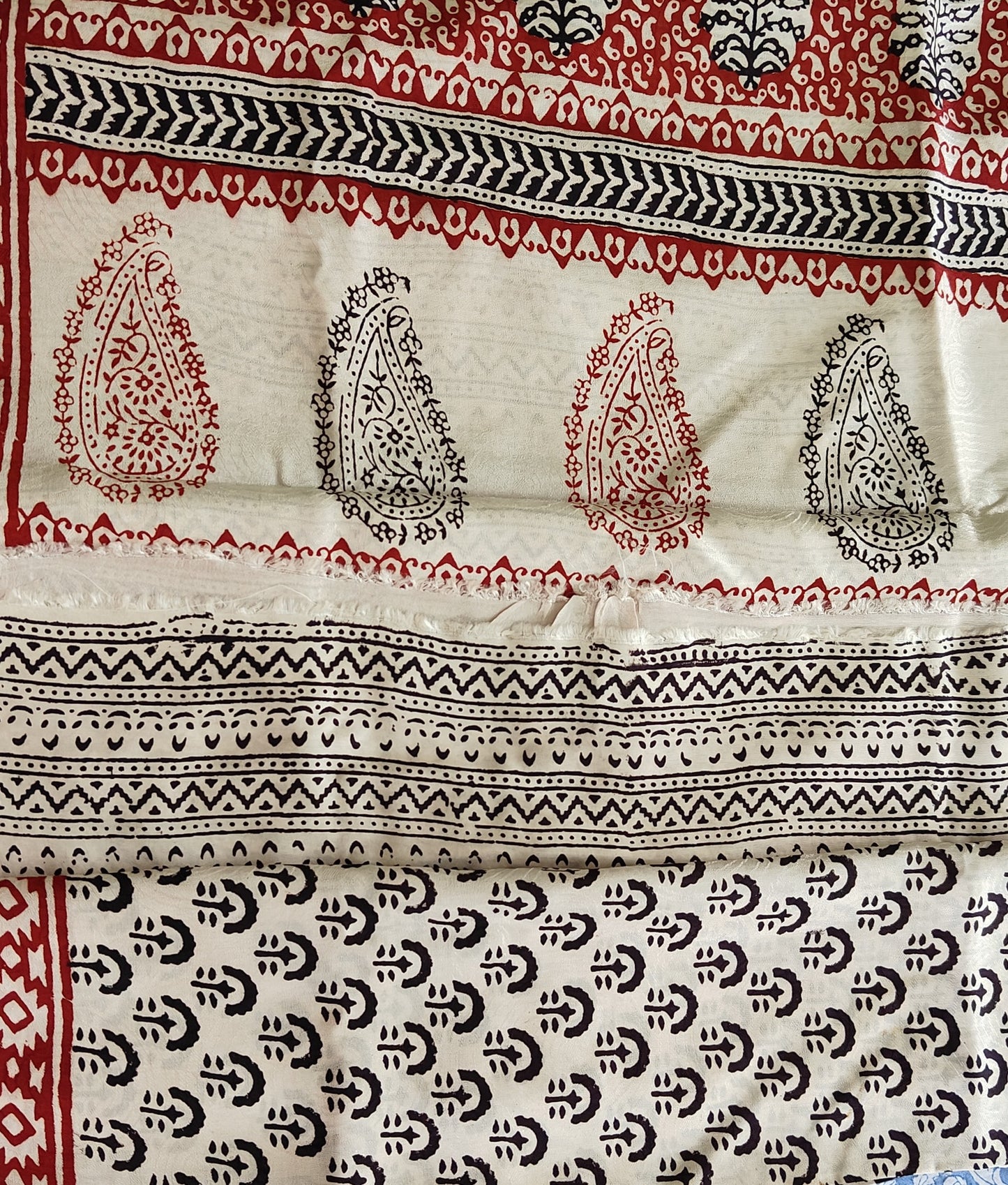 Bagh Print Dola Silk Saree (White)