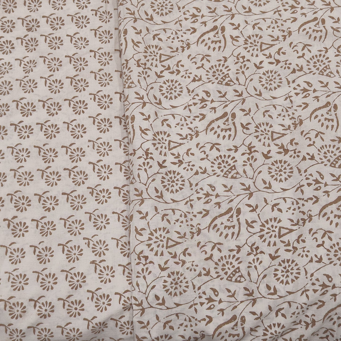 Off White Bagh Block suit material( Pure Cotton) summer wear Flower