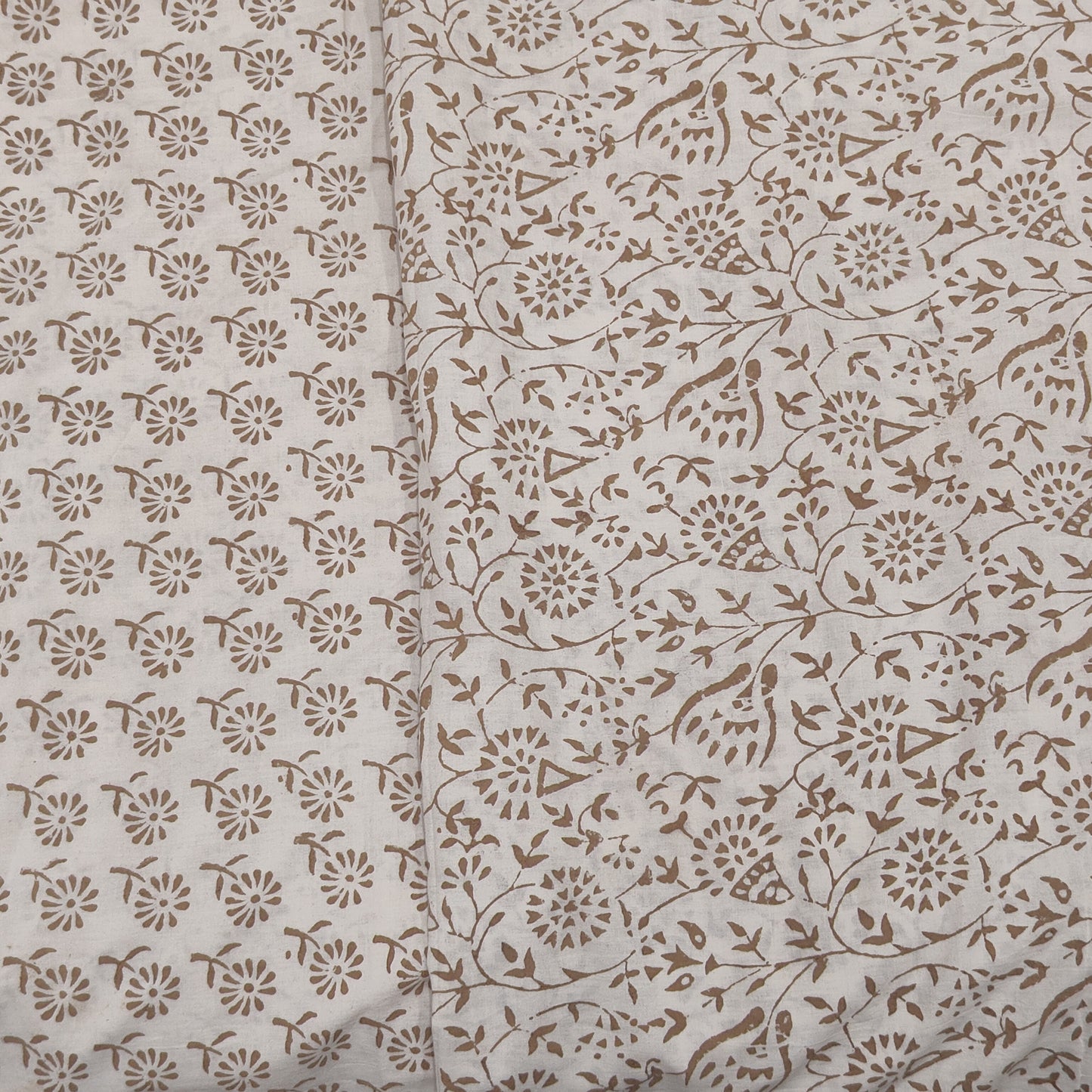 Off White Bagh Block suit material( Pure Cotton) summer wear Flower