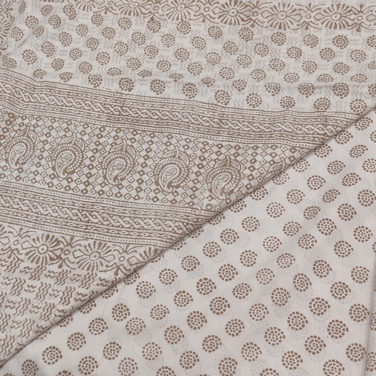 Off White Bagh Block suit material( Pure Cotton) summer wear geometric