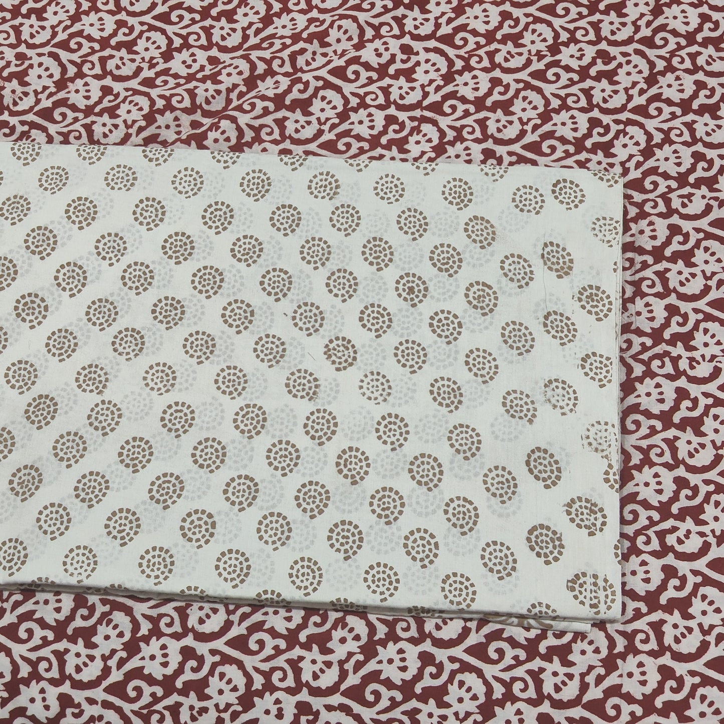 Off White Bagh Block suit material( Pure Cotton) summer wear geometric