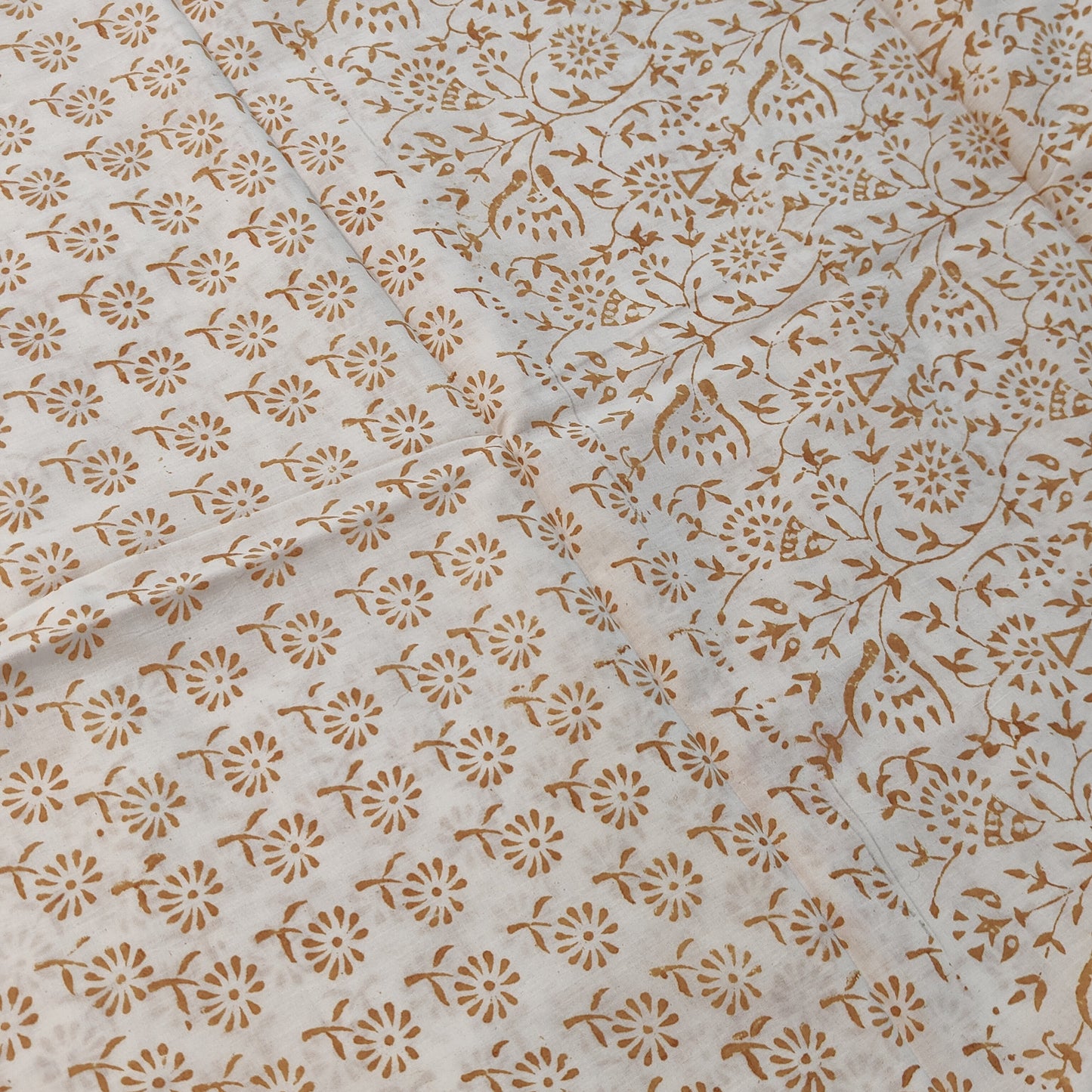 Off White Bagh Block suit material( Pure Cotton) summer wear Flower