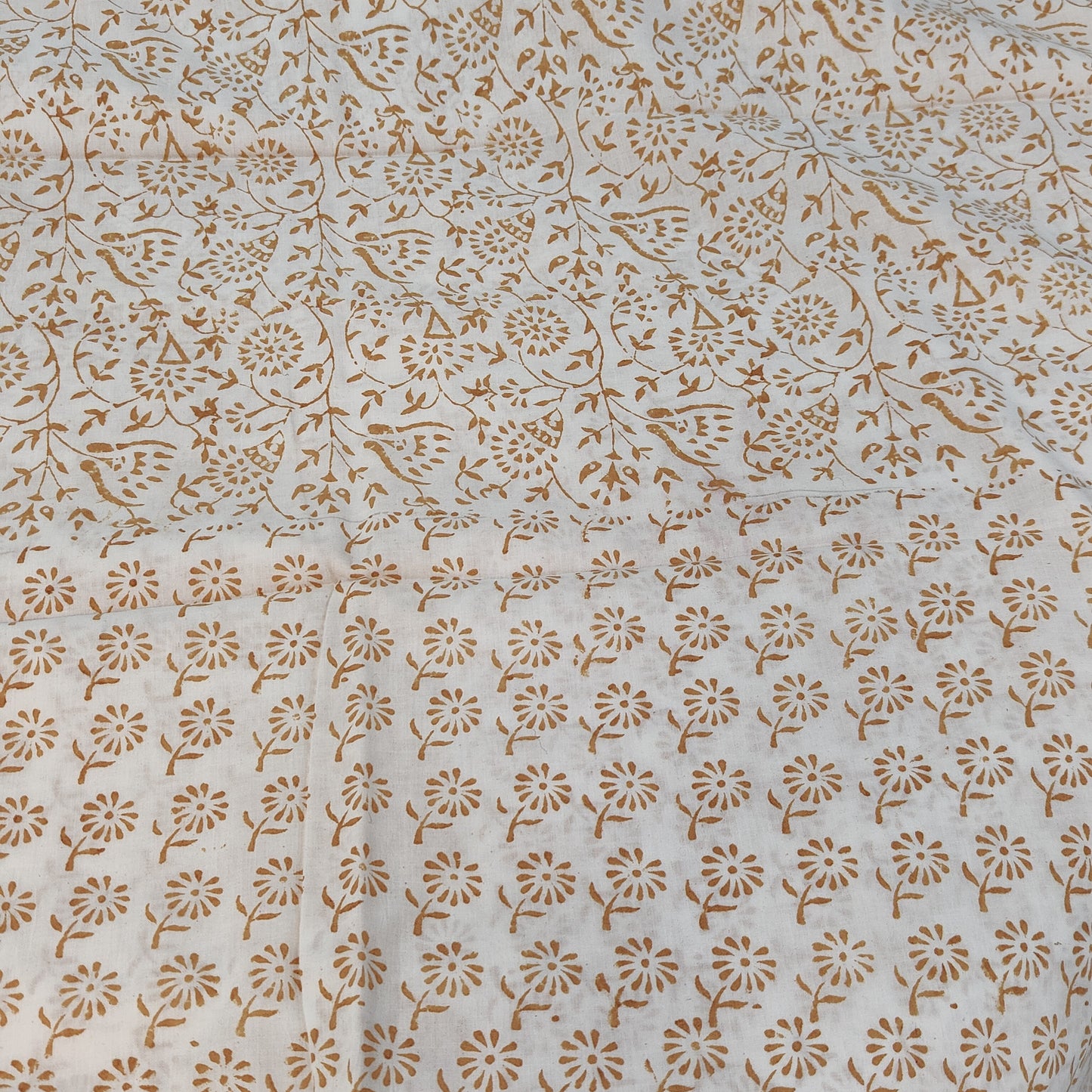 Off White Bagh Block suit material( Pure Cotton) summer wear Flower