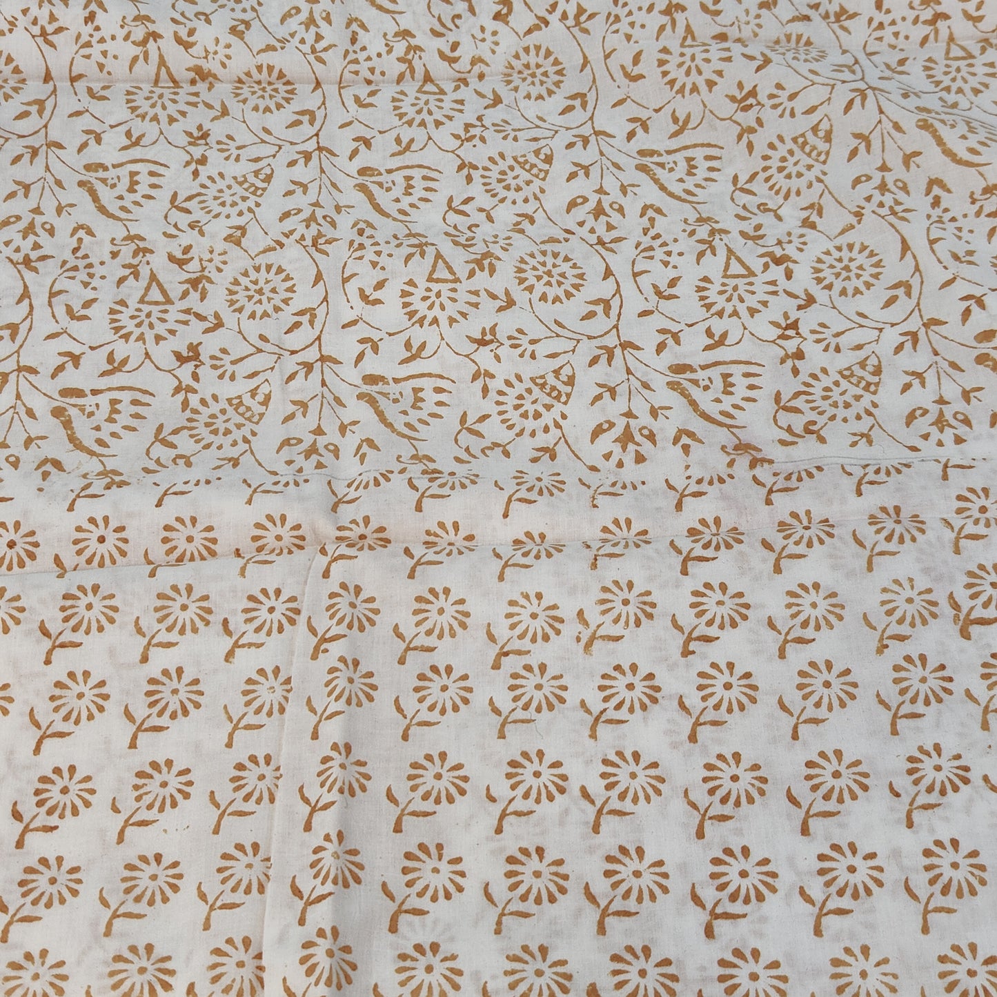 Off White Bagh Block suit material( Pure Cotton) summer wear Flower