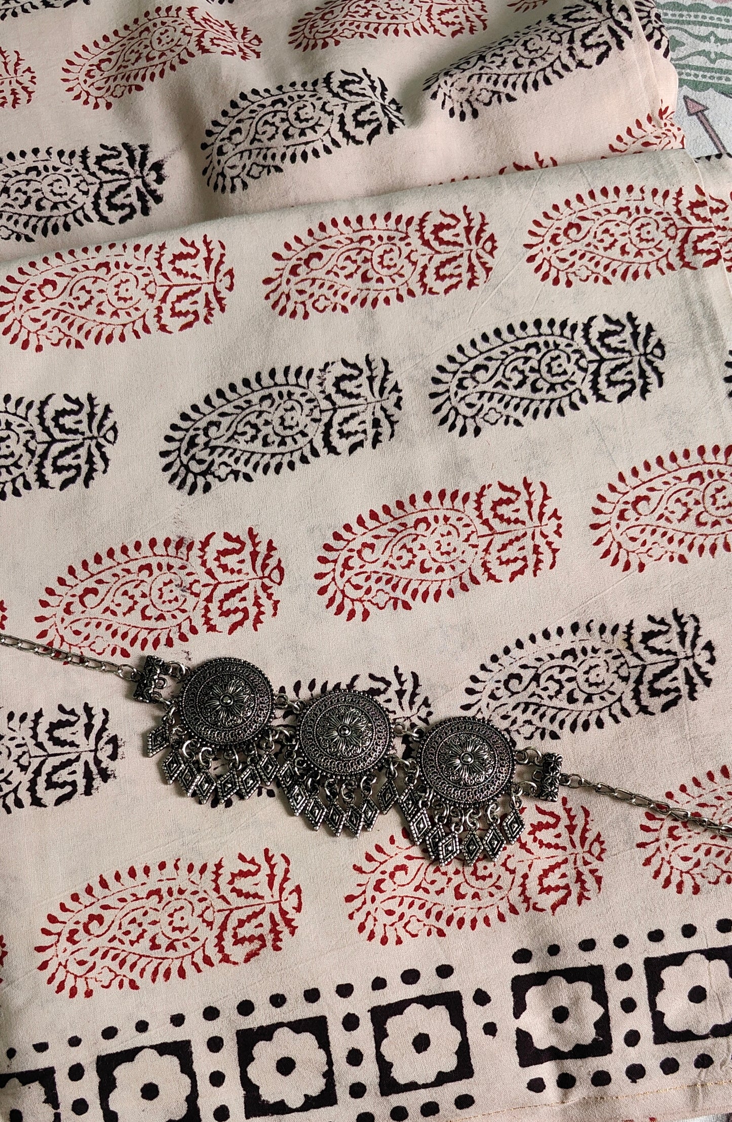 Pure Cotton Complete Salwar Suite material with Dupatta (offwhite)-BB