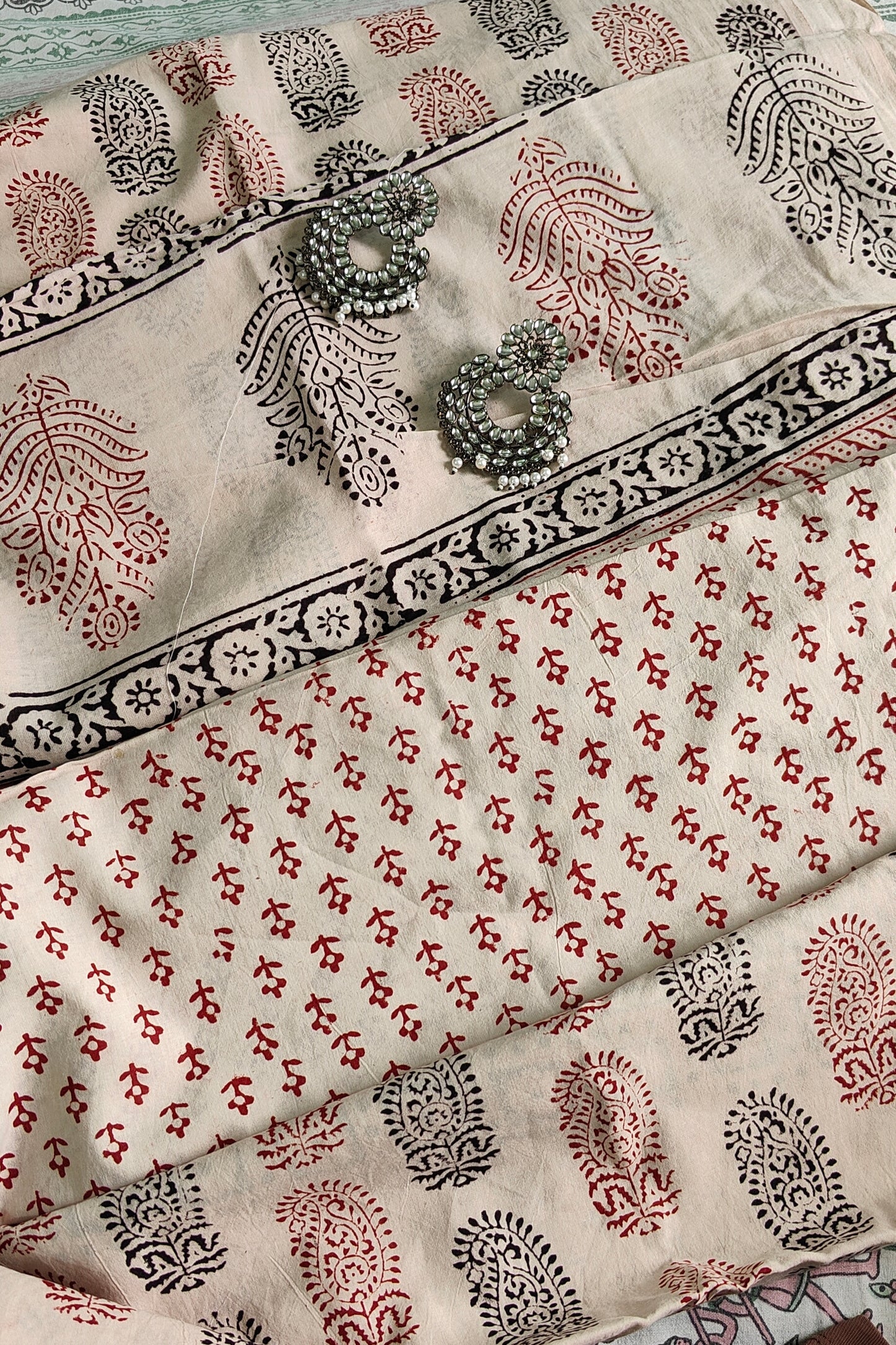 Pure Cotton Complete Salwar Suite material with Dupatta (offwhite)-BB