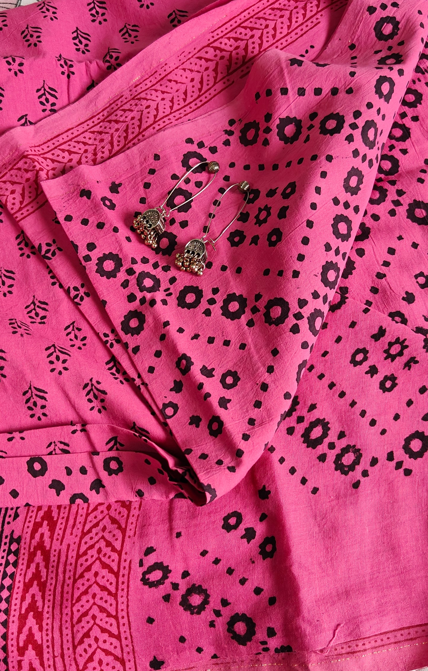 Pure Cotton Complete Salwar Suite material with Dupatta (Pink)