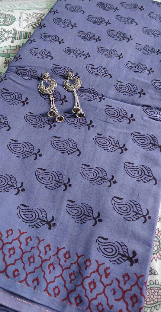 Pure Cotton Complete Salwar Suite material with Dupatta (Lilac)