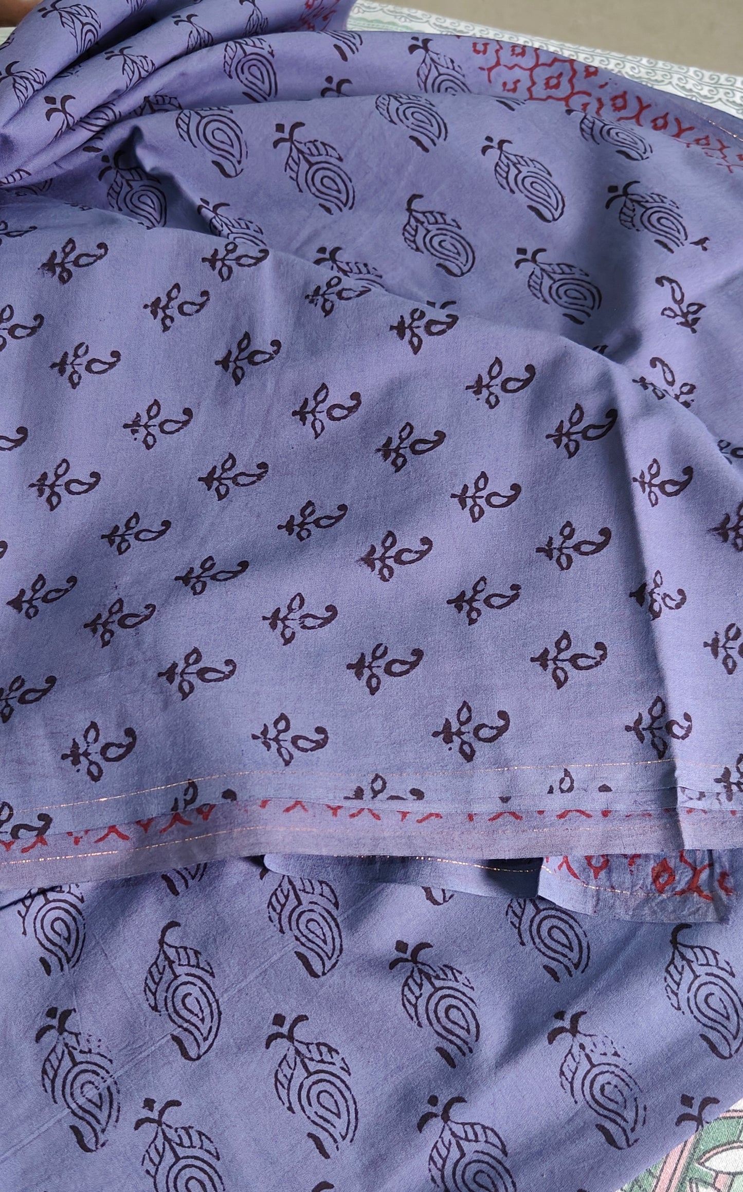 Pure Cotton Complete Salwar Suite material with Dupatta (Lilac)