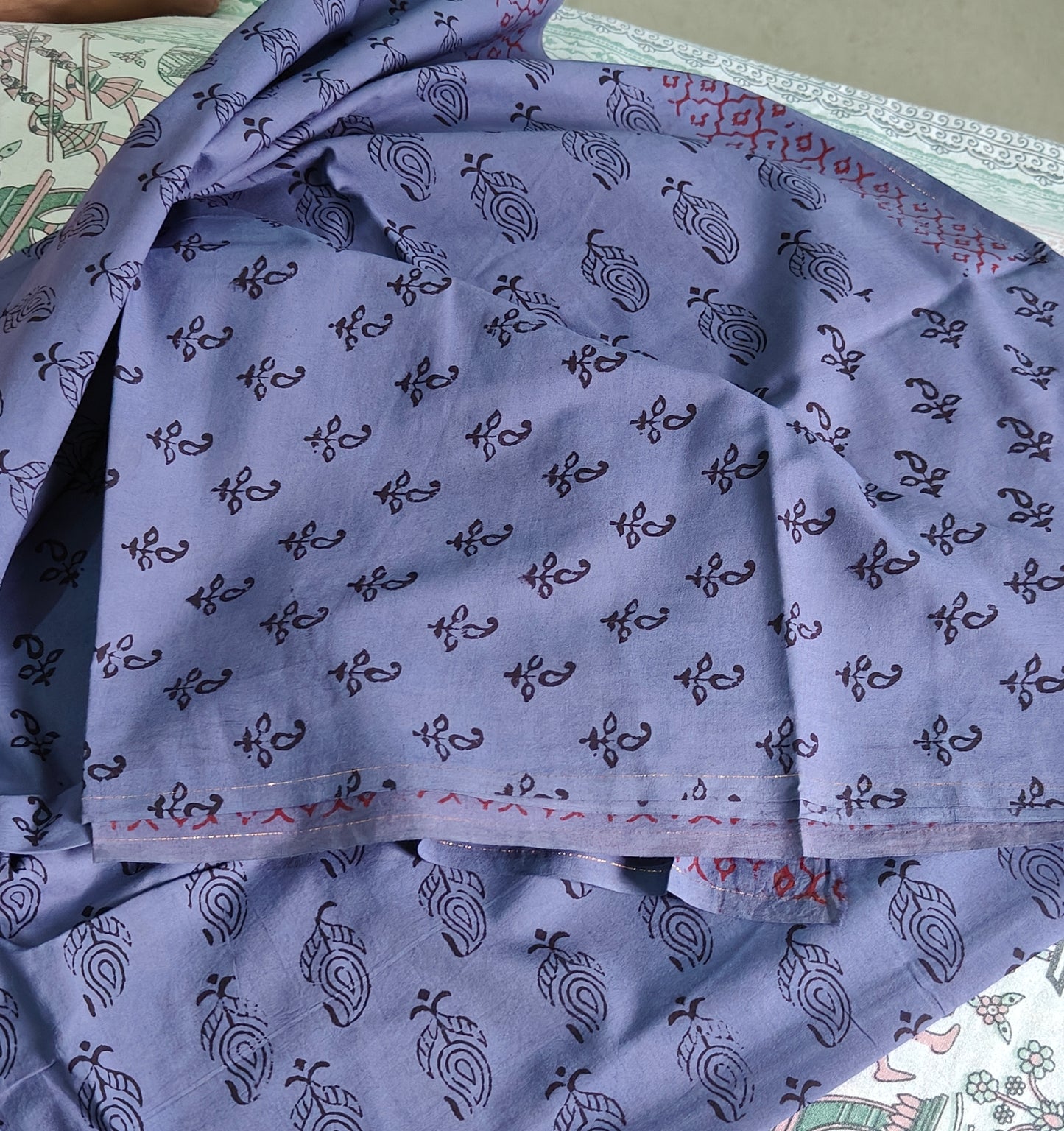 Pure Cotton Complete Salwar Suite material with Dupatta (Lilac)