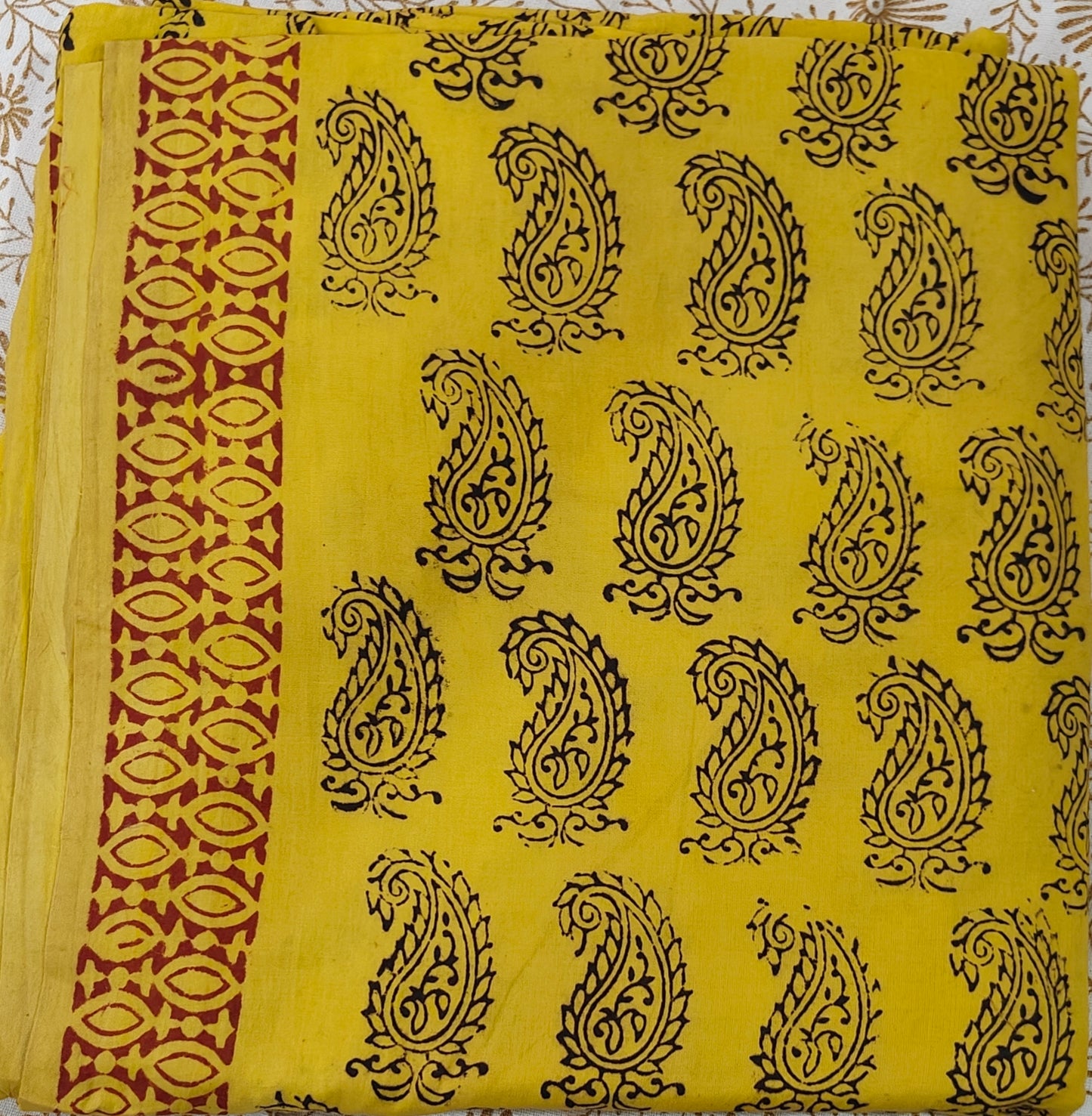 Pure Cotton Complete Salwar Suite material with Dupatta (Mustard Yellow)