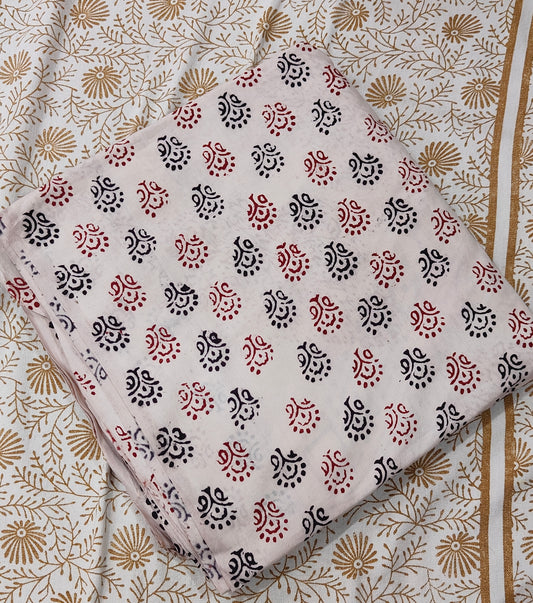 Pure Cotton Complete Salwar Suite material with Dupatta (White)