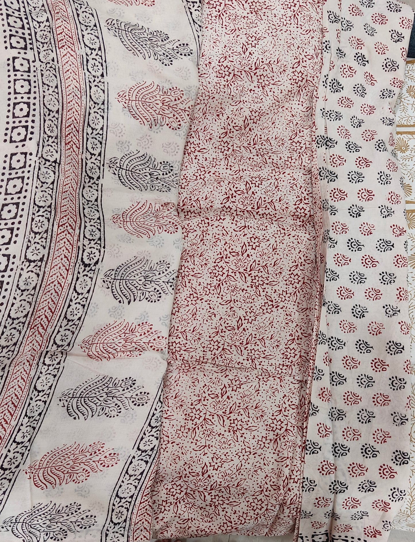 Pure Cotton Complete Salwar Suite material with Dupatta (White)