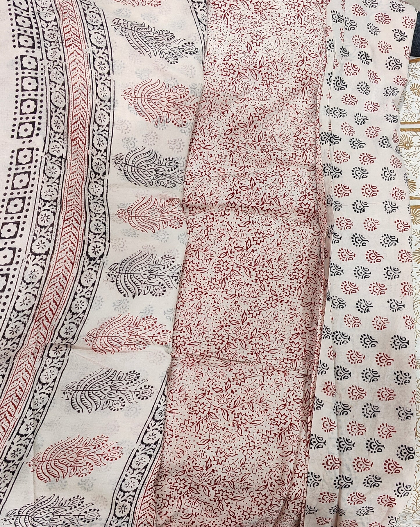 Pure Cotton Complete Salwar Suite material with Dupatta (White)