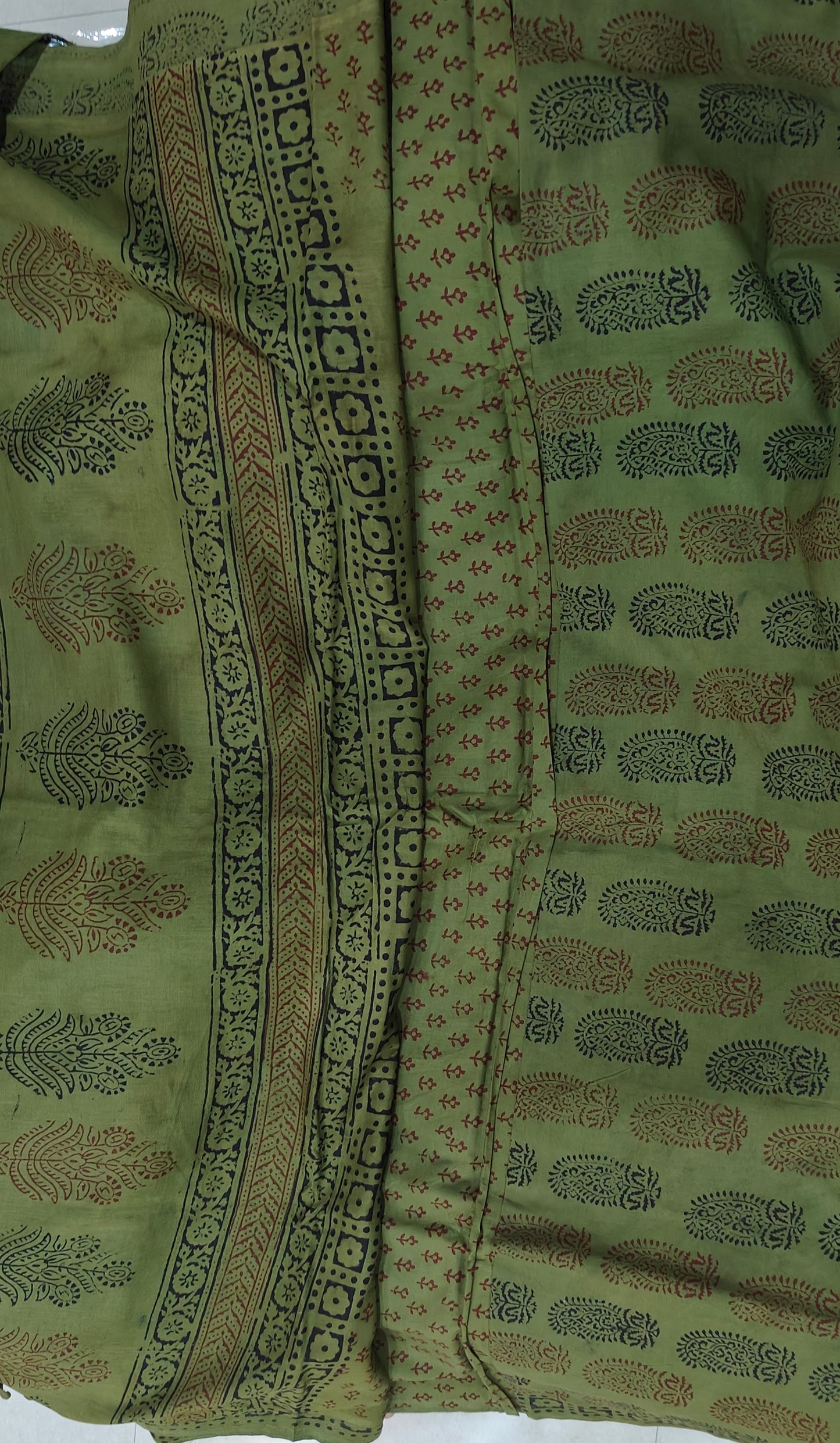 Pure Cotton Complete Salwar Suite material with Dupatta (Green)
