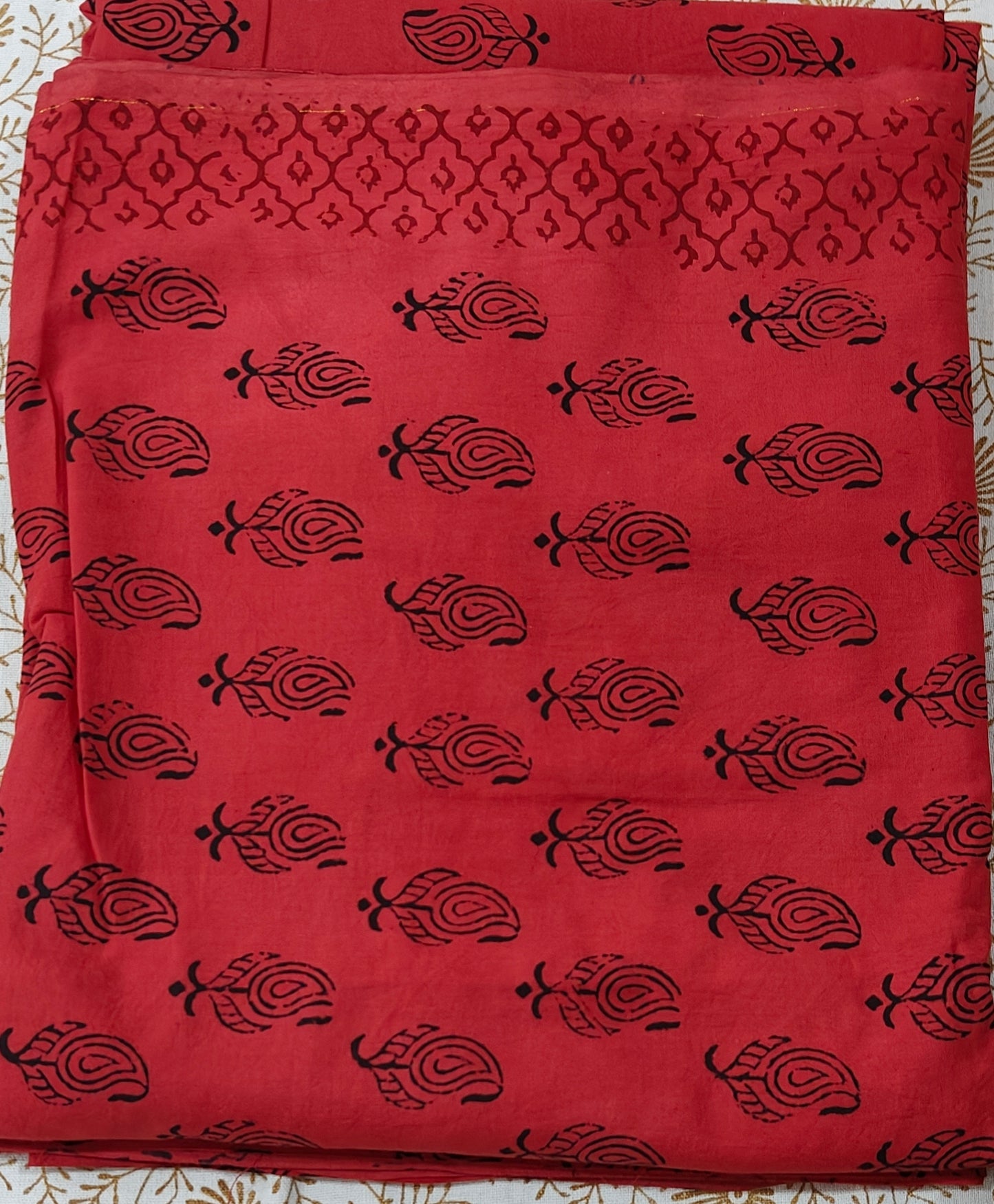 Pure Cotton Complete Salwar Suite material with Dupatta (Red)