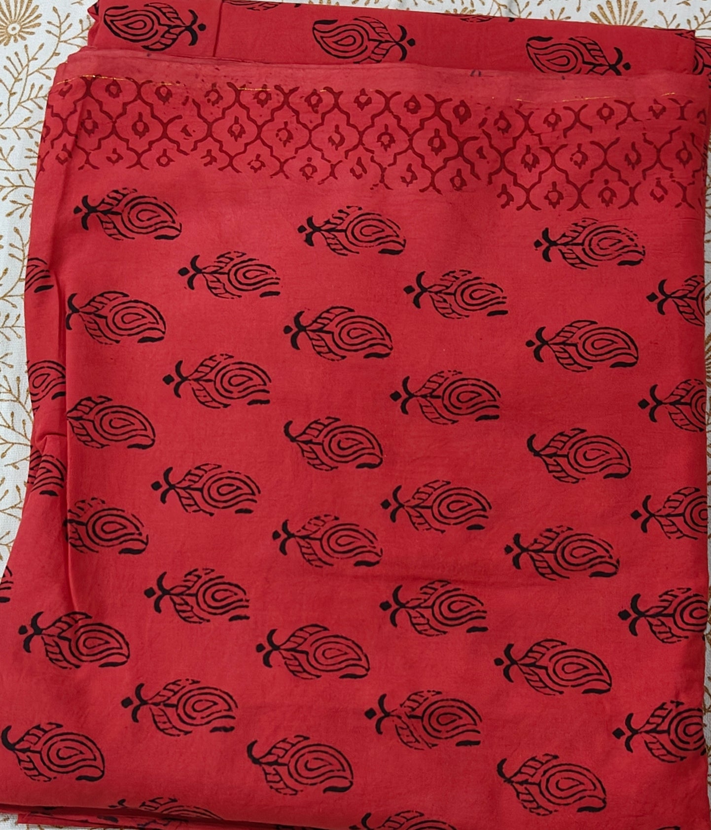 Pure Cotton Complete Salwar Suite material with Dupatta (Red)