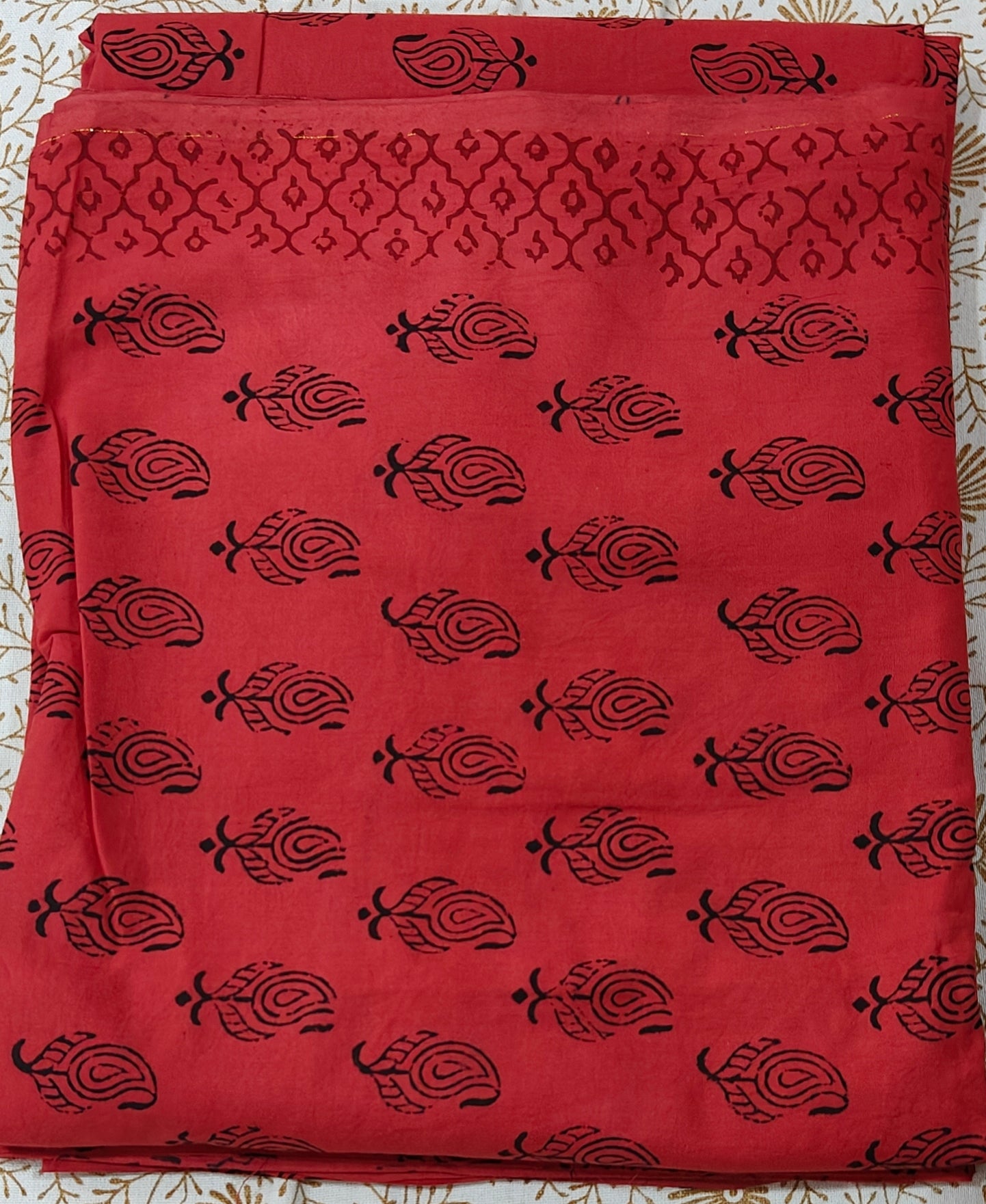 Pure Cotton Complete Salwar Suite material with Dupatta (Red)