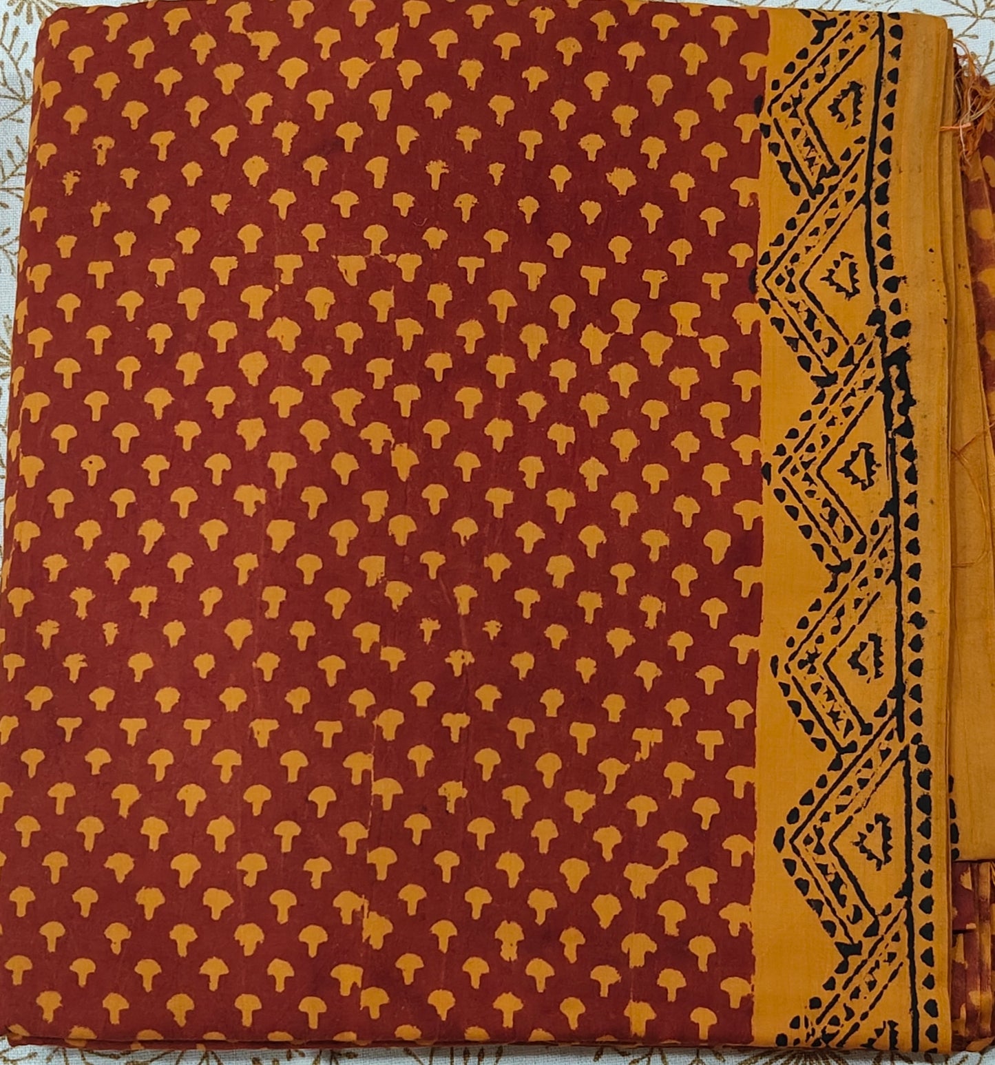 Pure Cotton Complete Salwar Suite material with Dupatta (Mustard & Maroon)