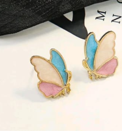 Pink n Blue Butterfly Studs